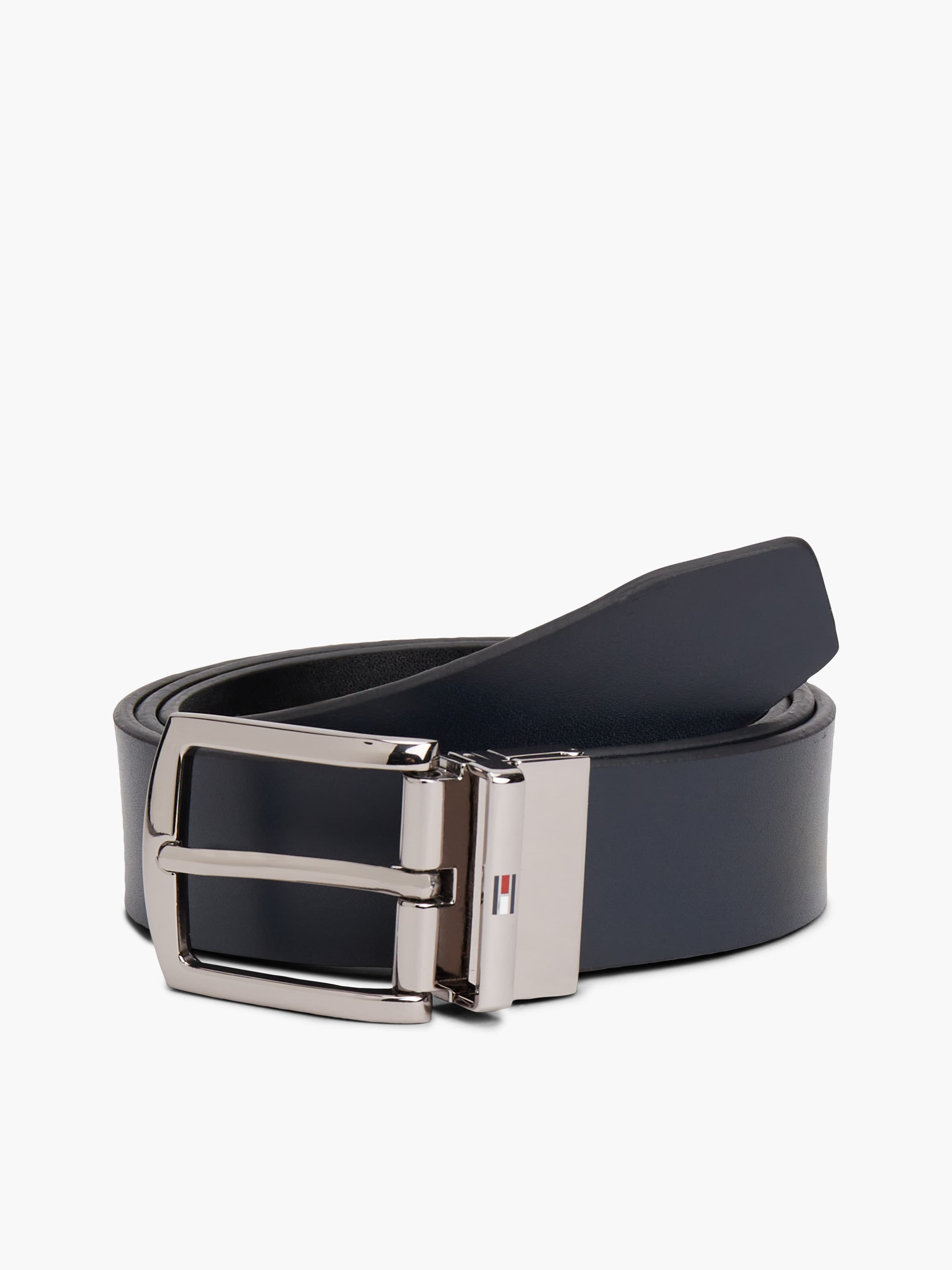 Flag Rectangular Buckle Reversible Leather Belt
