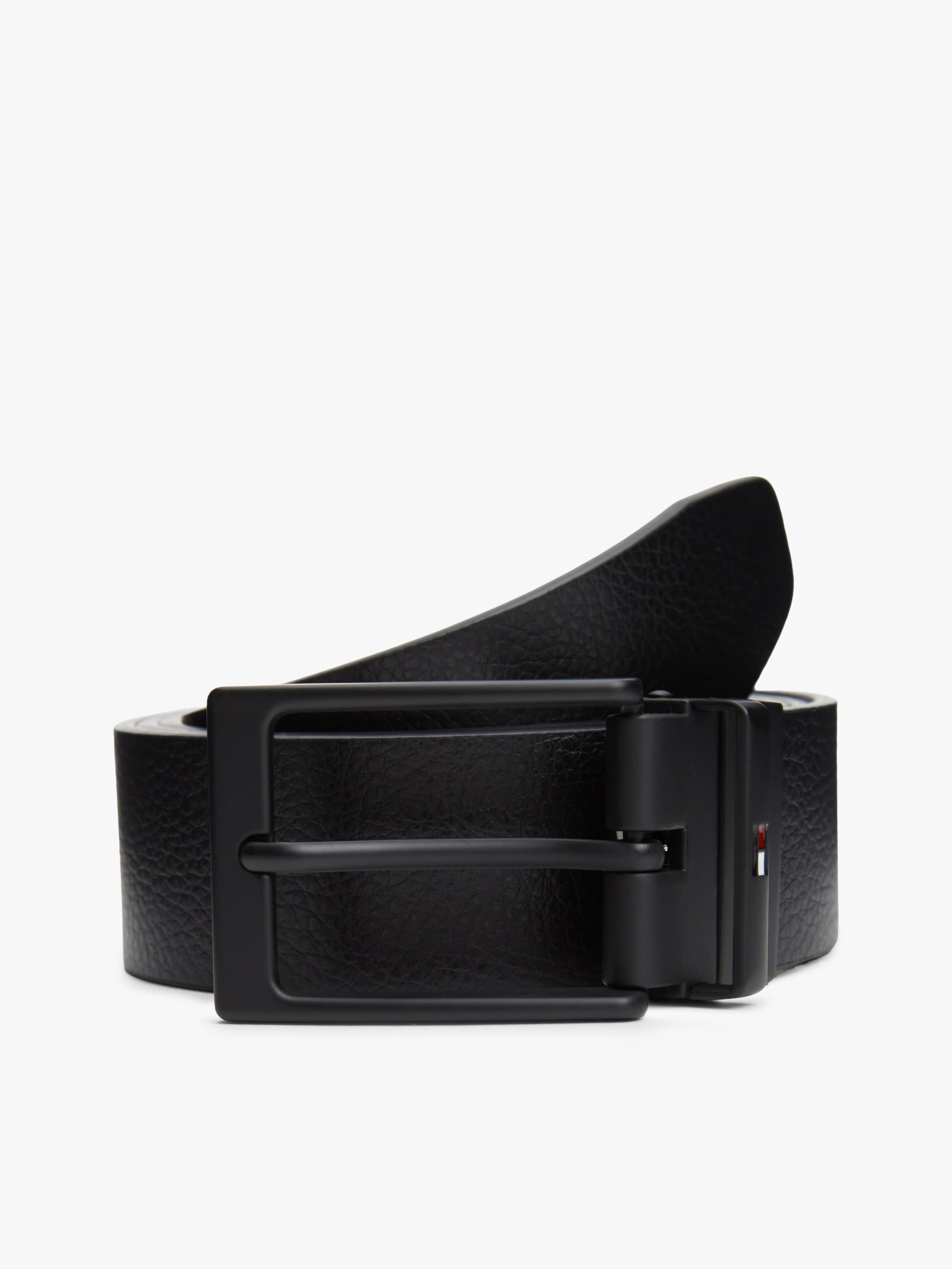 Rectangular Buckle Reversible Leather Belt