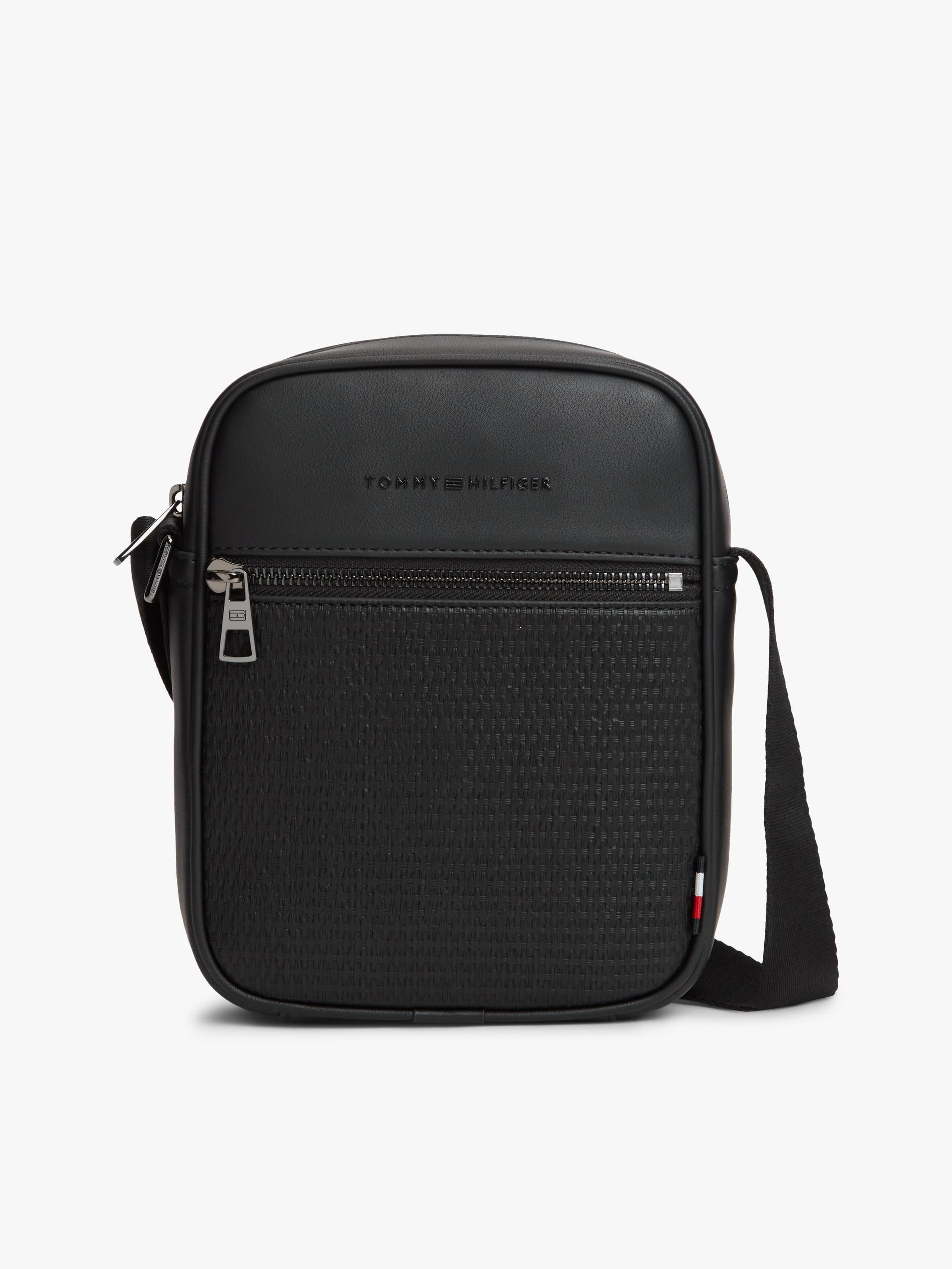 Woven Panel Crossbody Reporter Bag