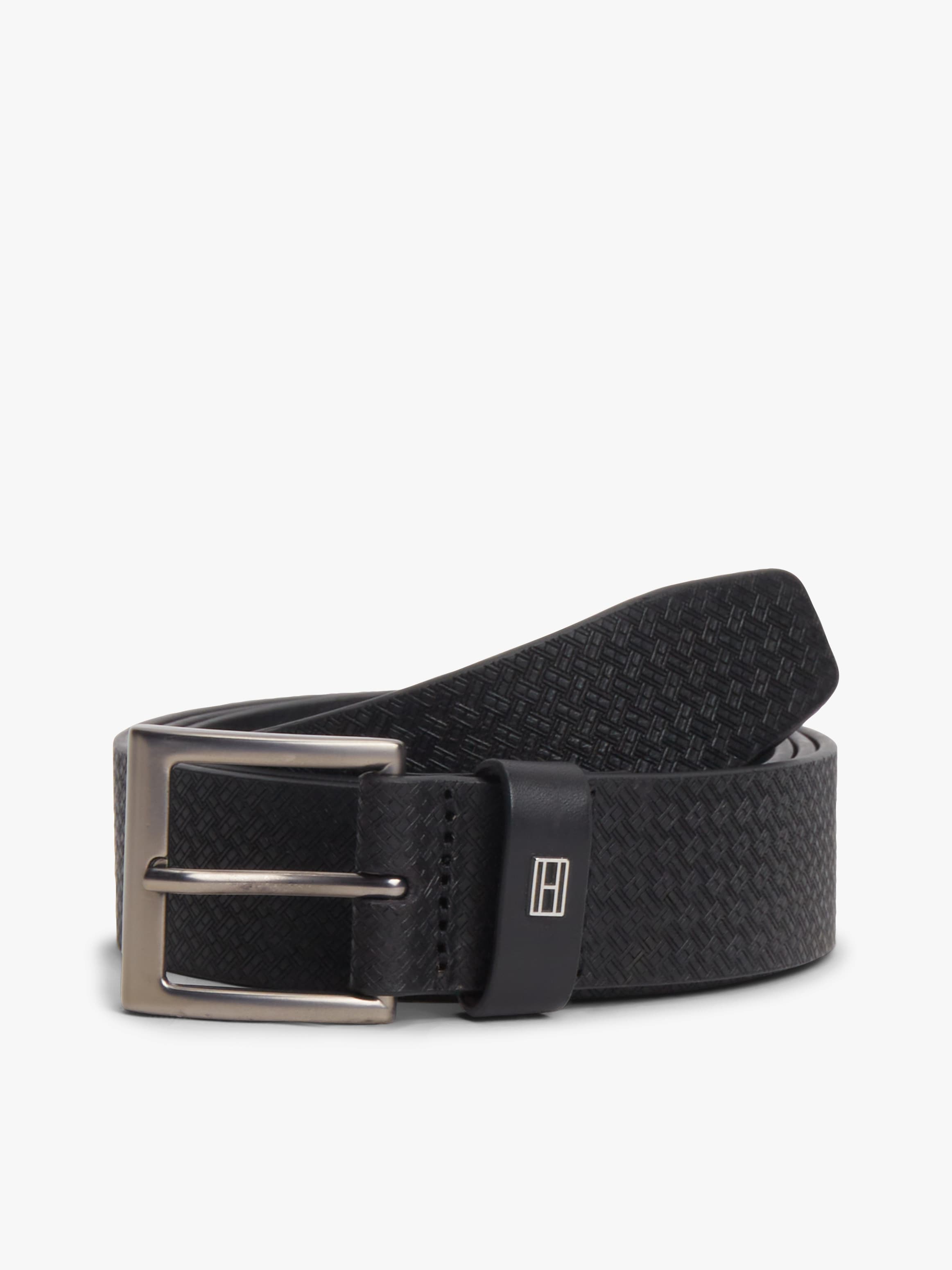Flag Print Square Buckle Leather Belt