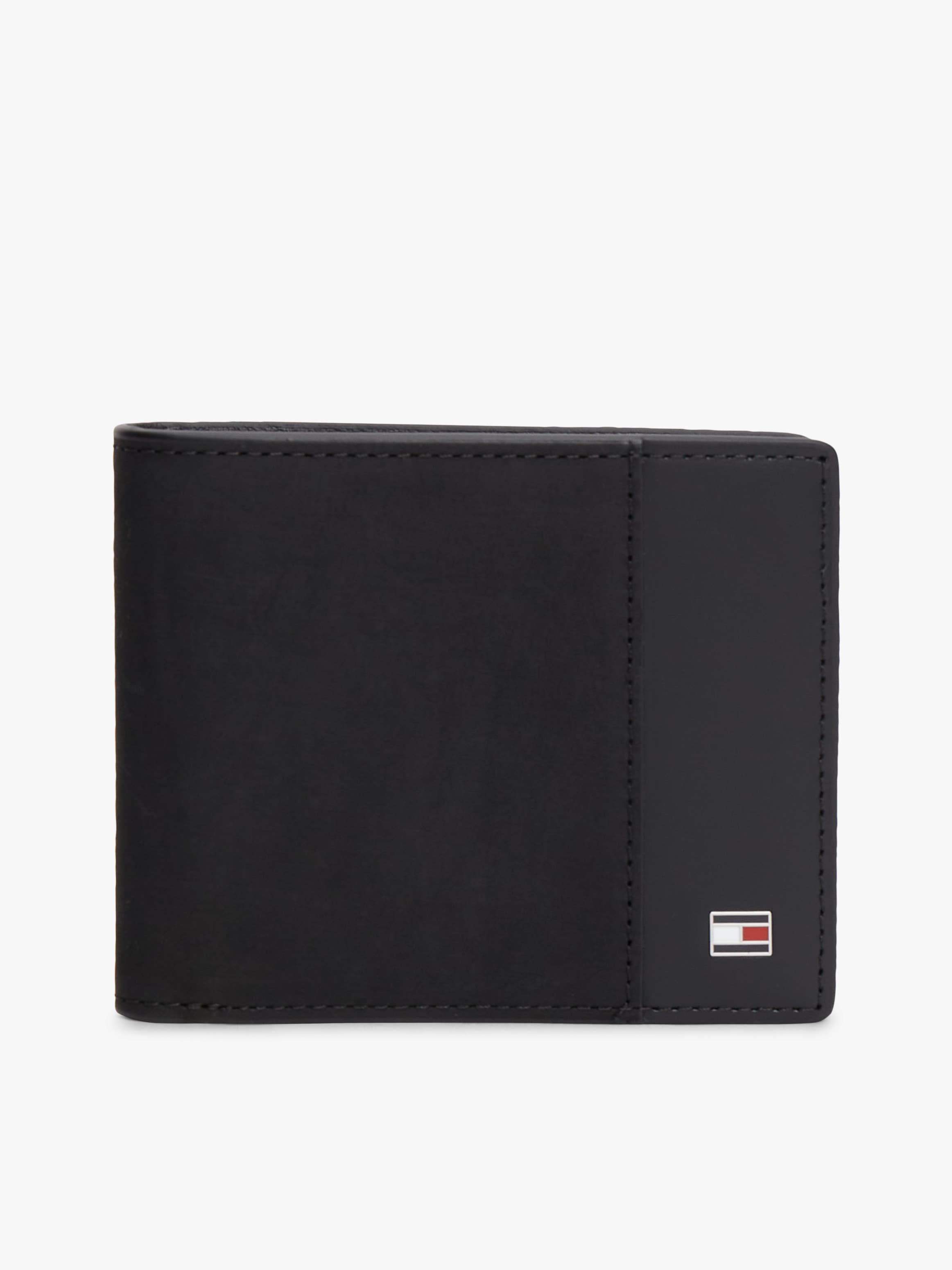 Flag Plaque Leather Credit Card Wallet