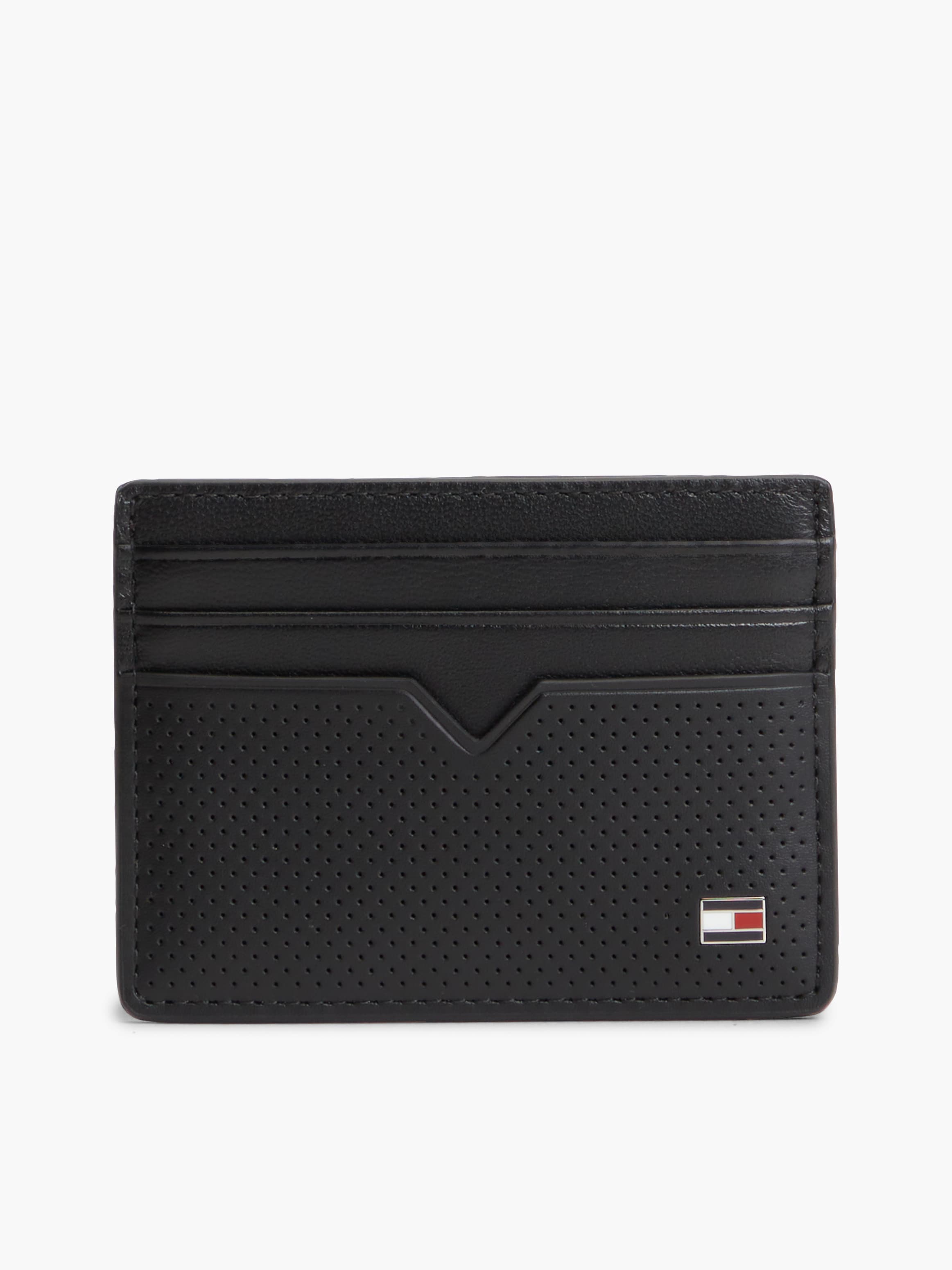 Perforated Leather Enamel Flag Card Holder