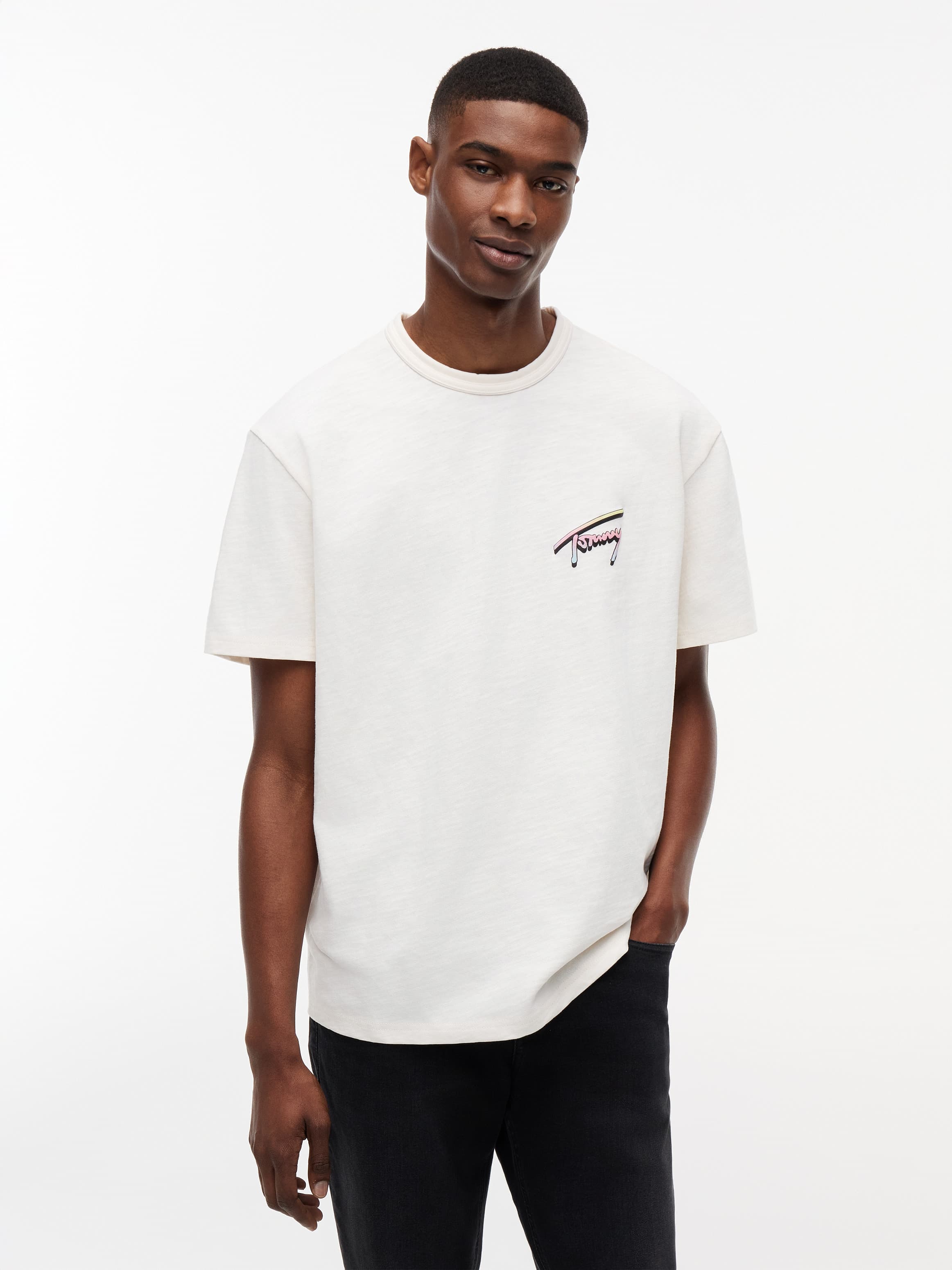 Back Graphic Textured Relaxed T-Shirt