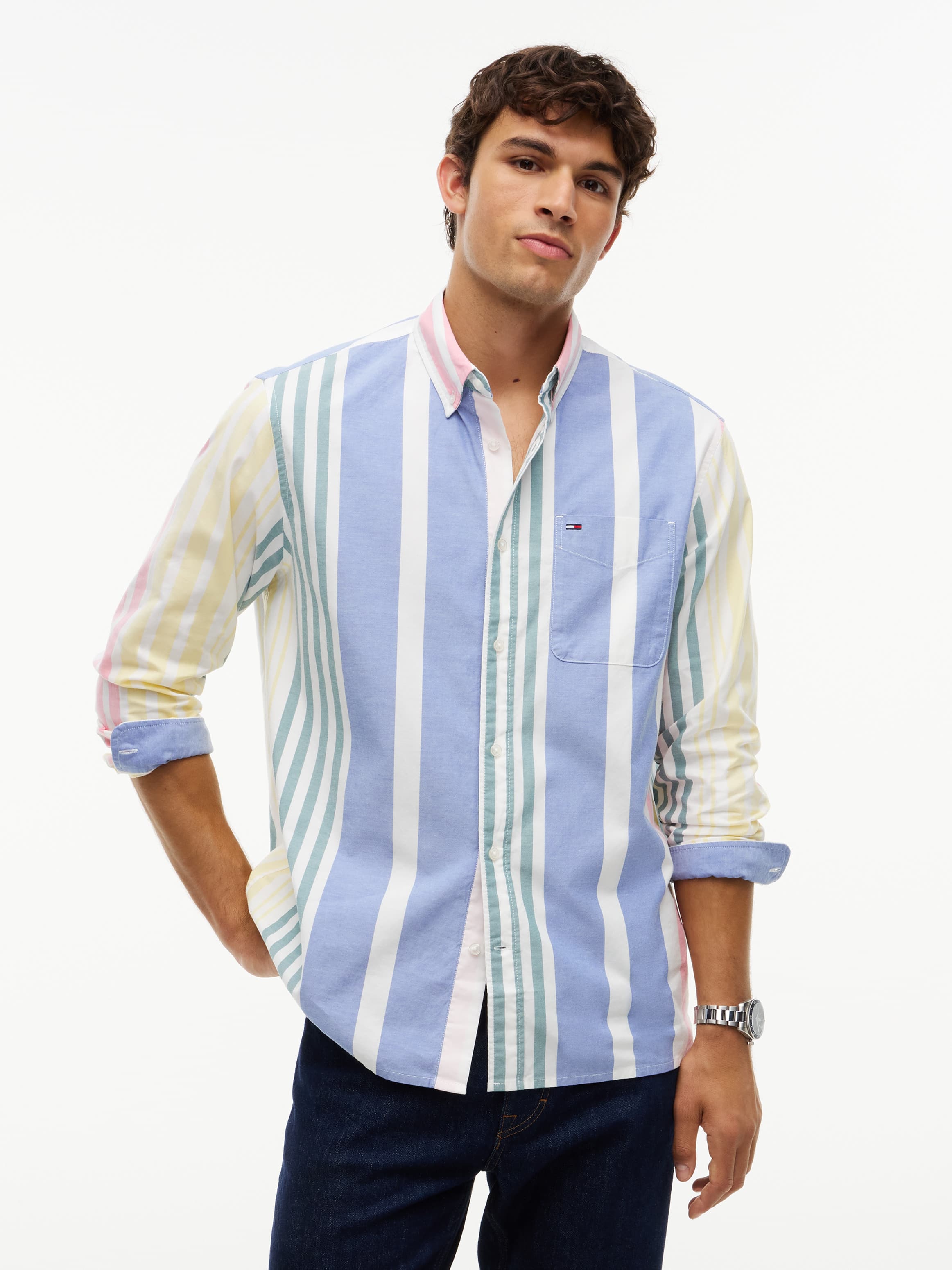 Relaxed Fit Stripe Button-Down Oxford Shirt