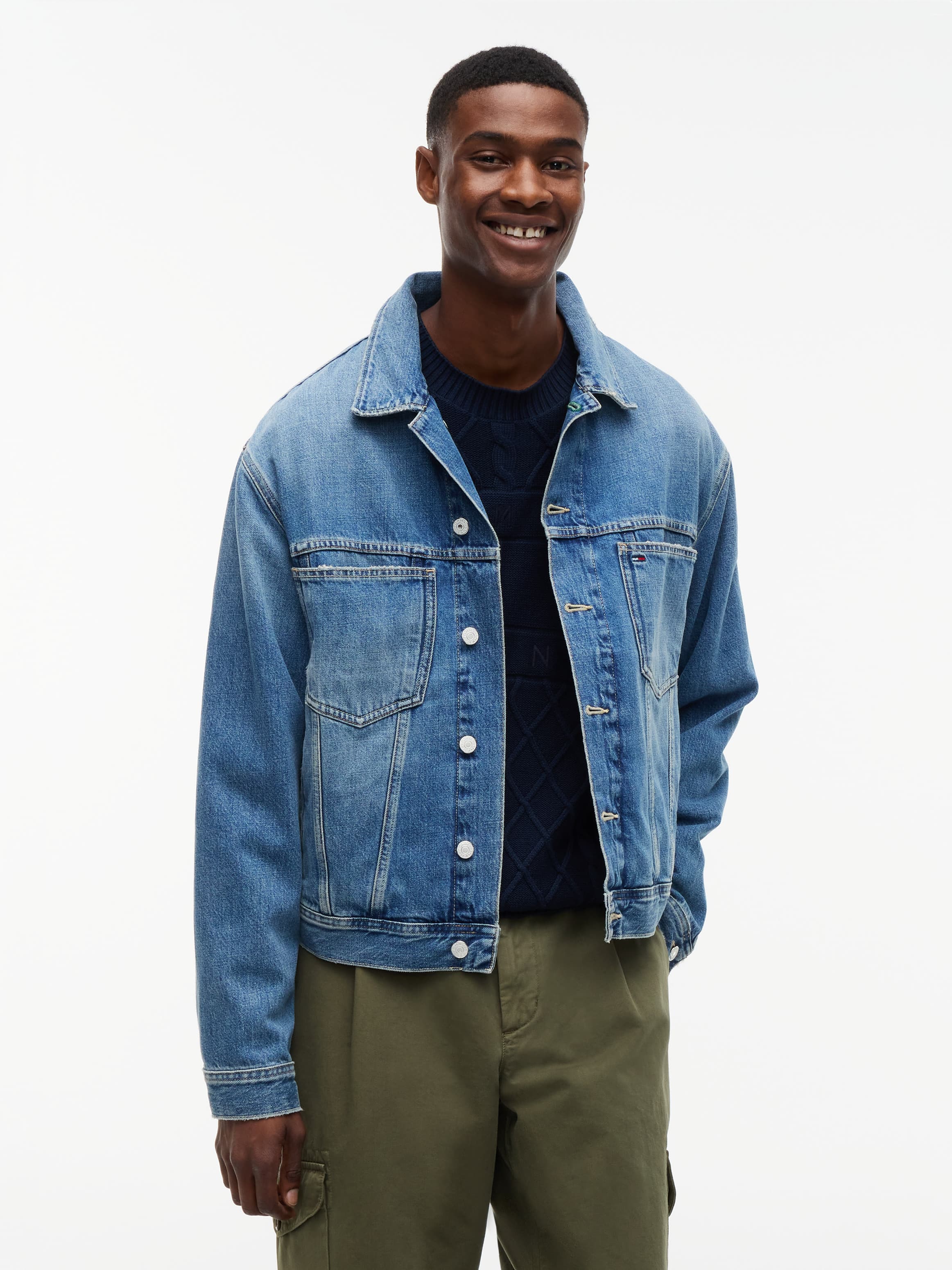 Flag Badge Denim Trucker Jacket