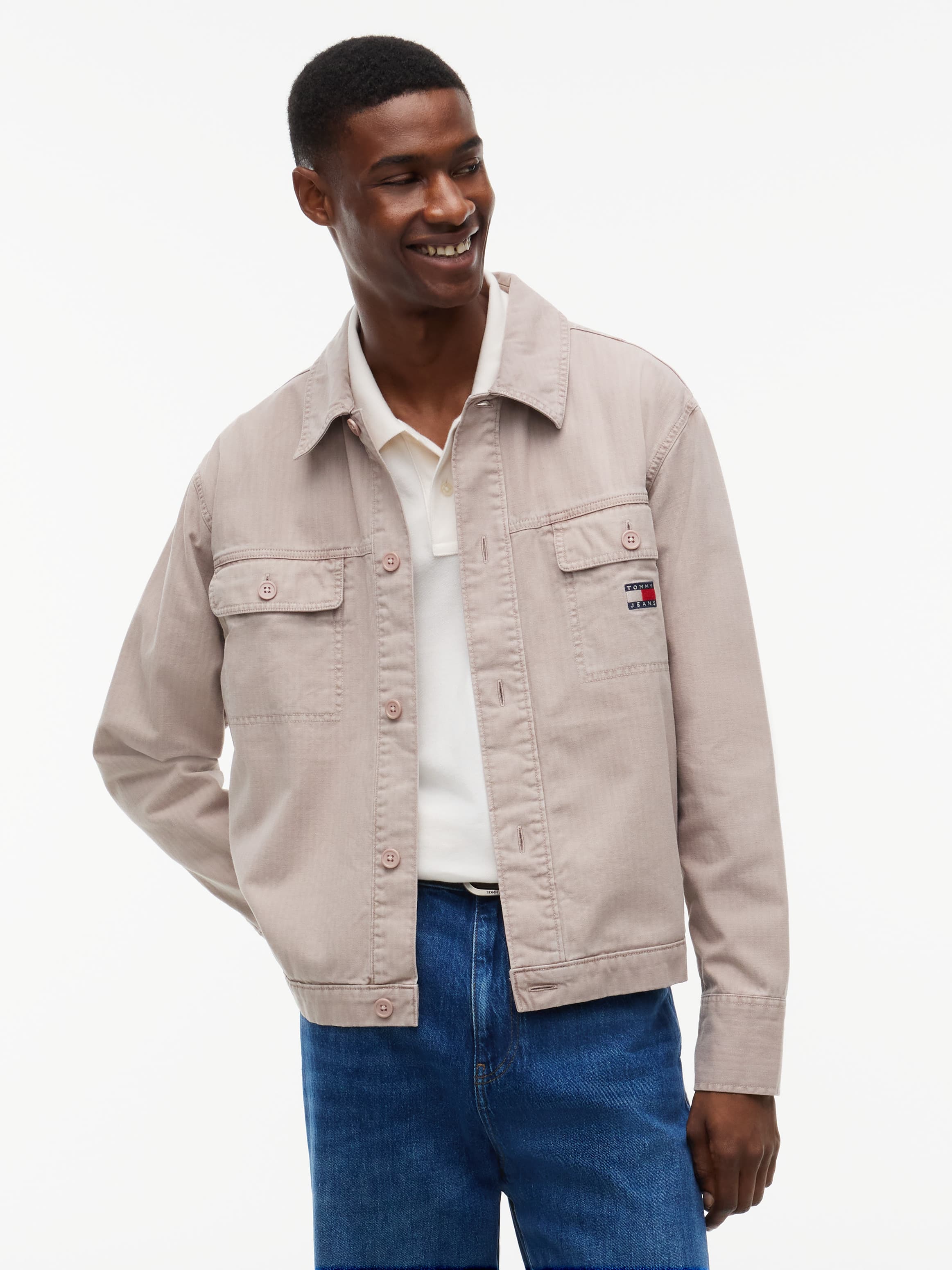 Textured Herringbone Oversized Overshirt