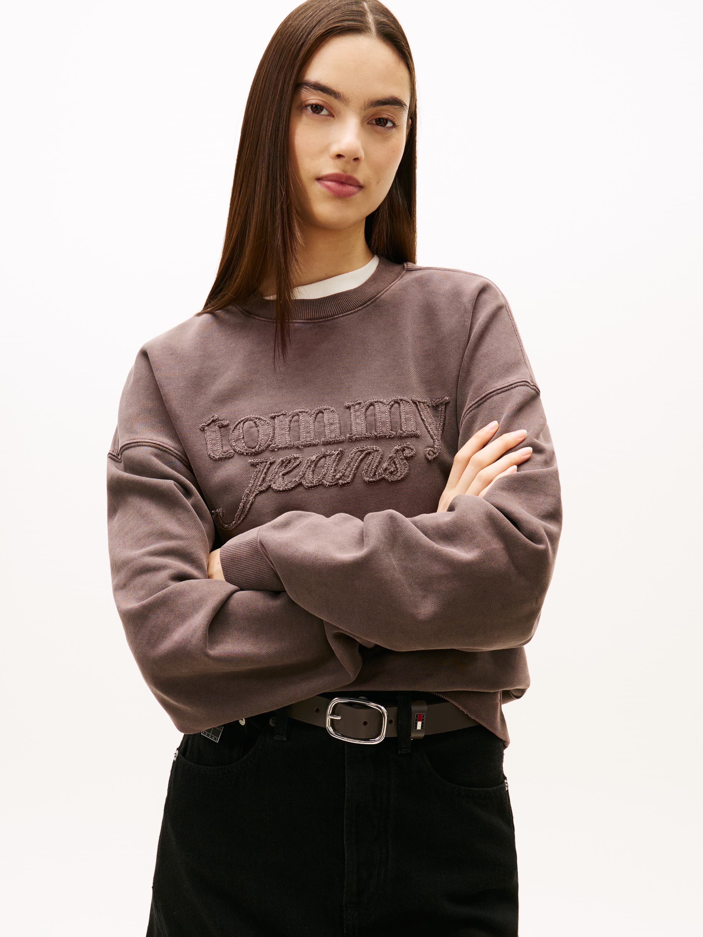 Logo Appliqué Washed Boxy Sweatshirt