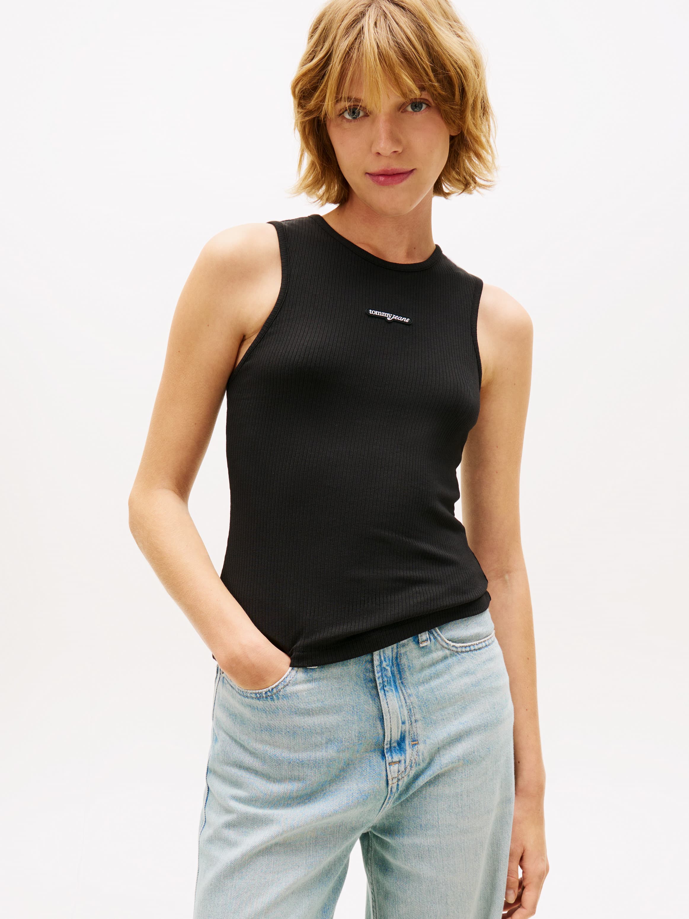 Logo Slim Ribbed Tank Top