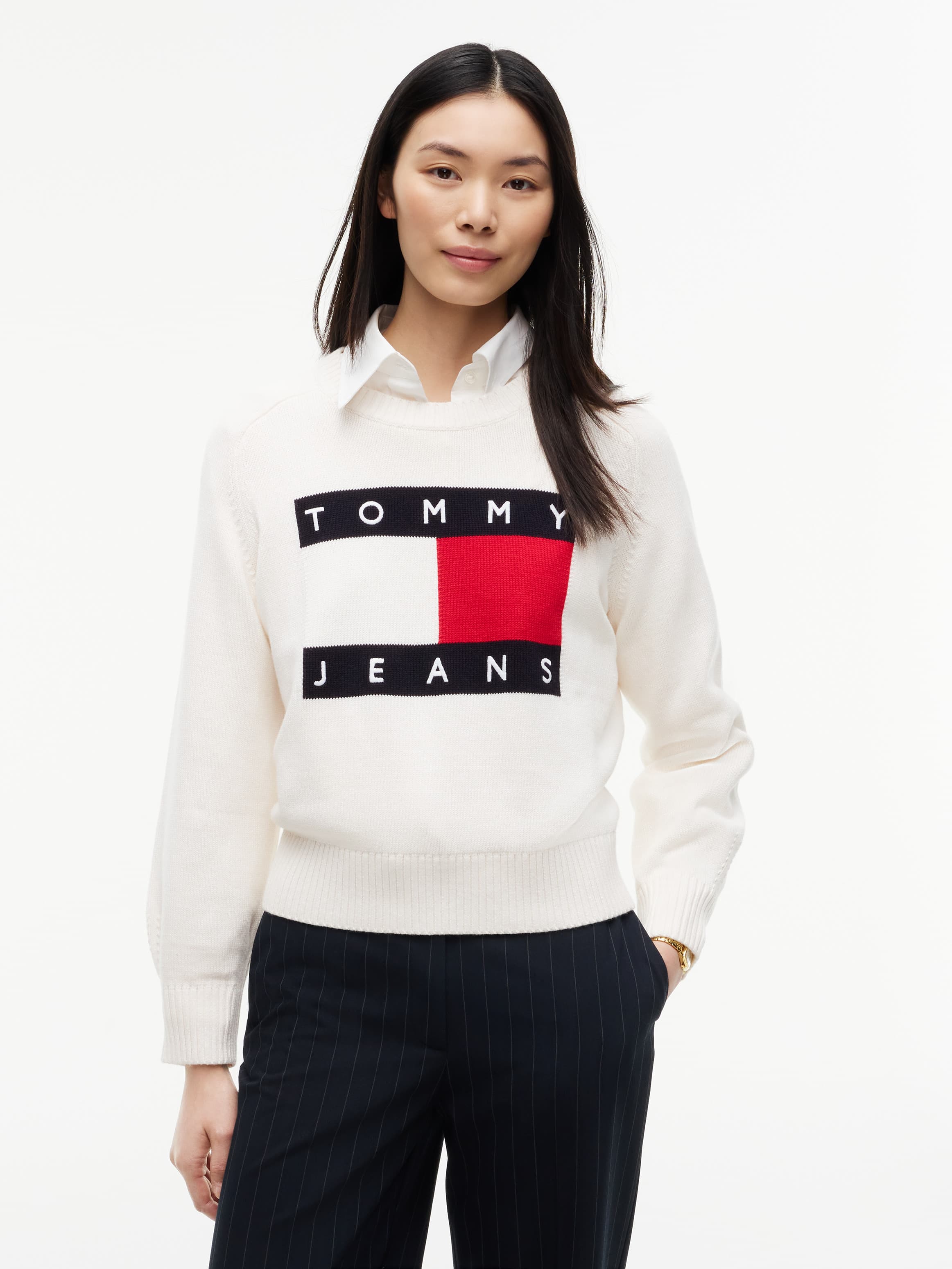 Tommy Flag Relaxed Crew Neck Jumper