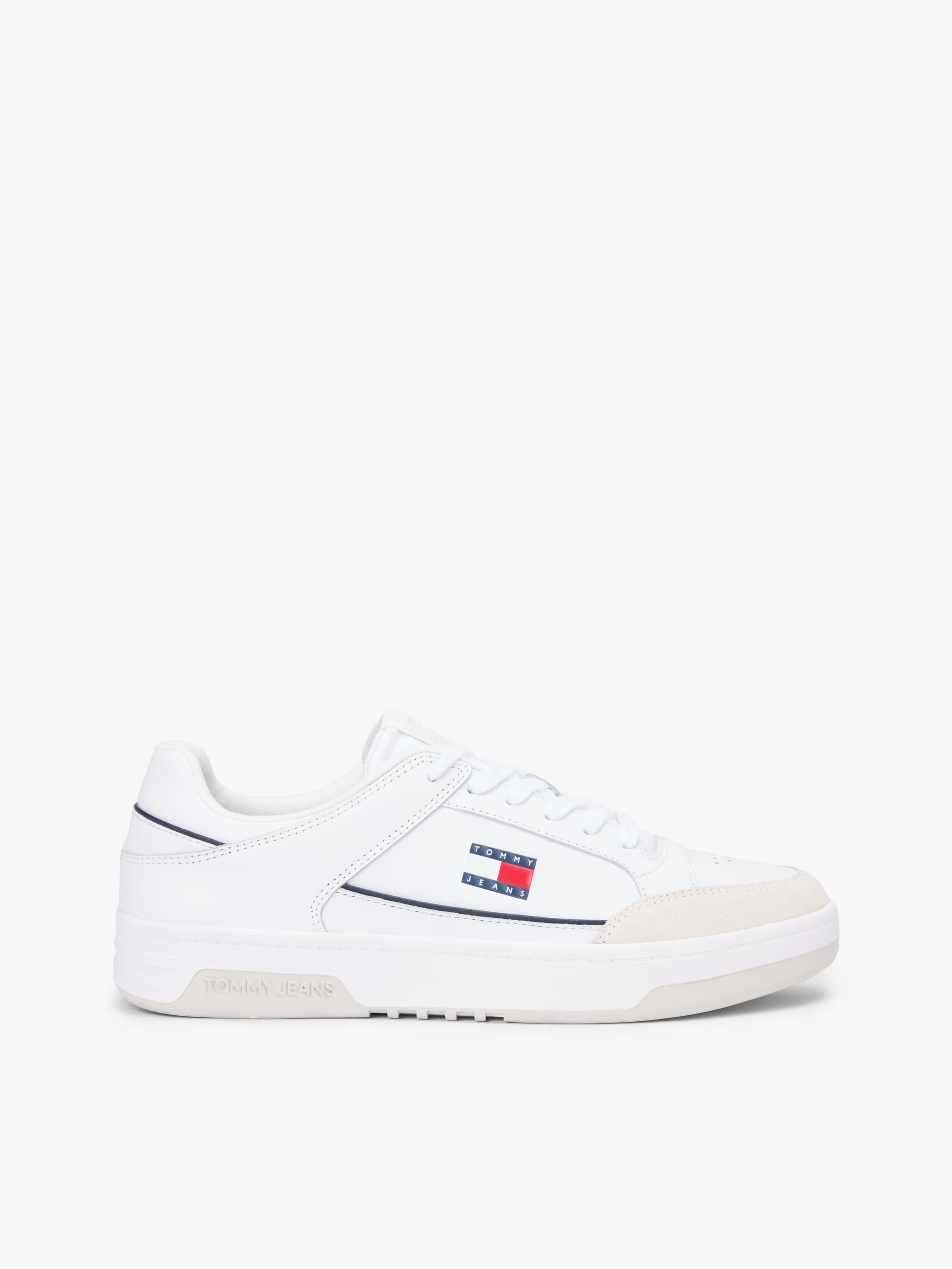Leather Mixed Texture Cupsole Trainers