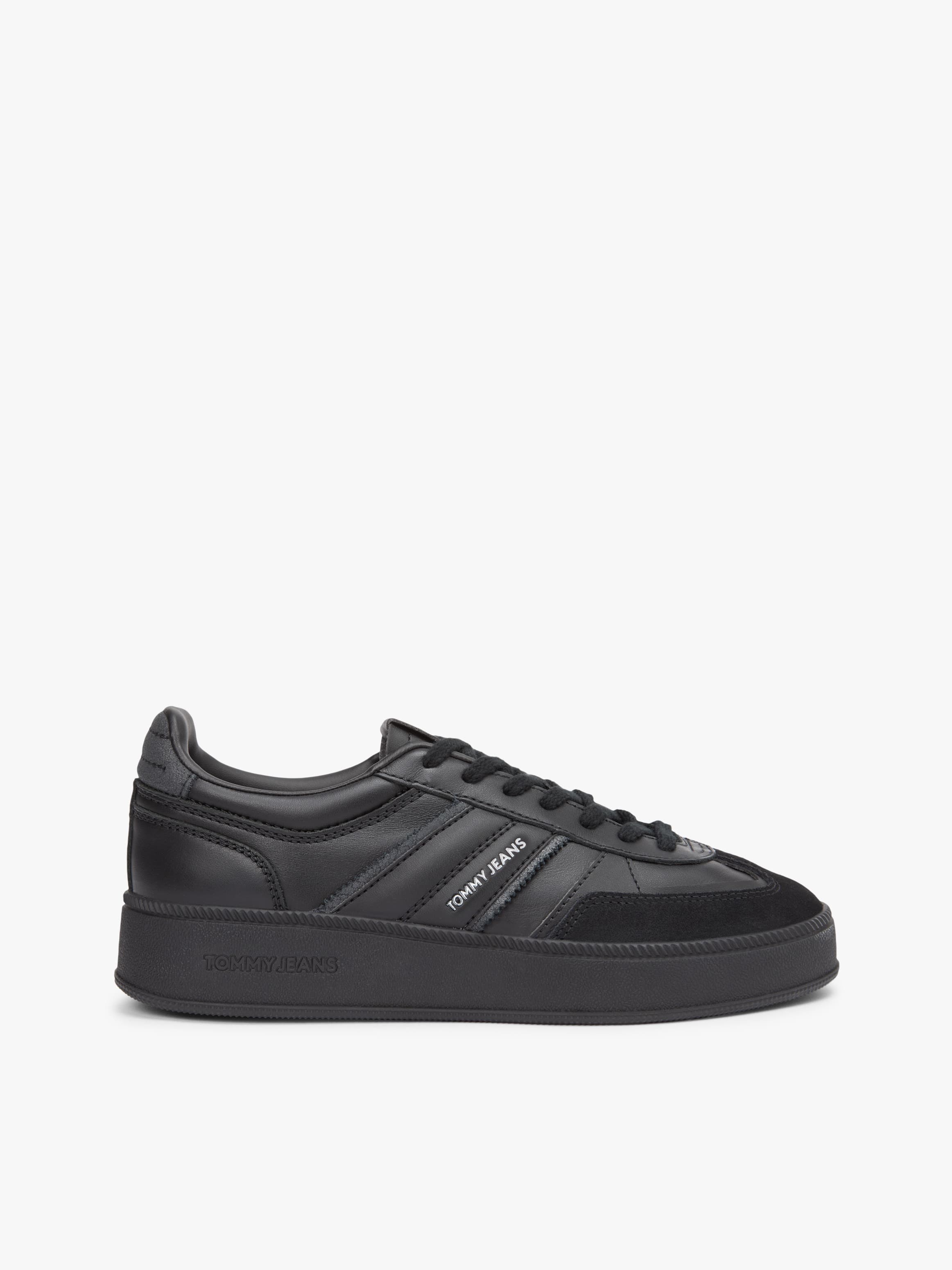 The Greenwich Leather Mixed Texture Platform Trainers