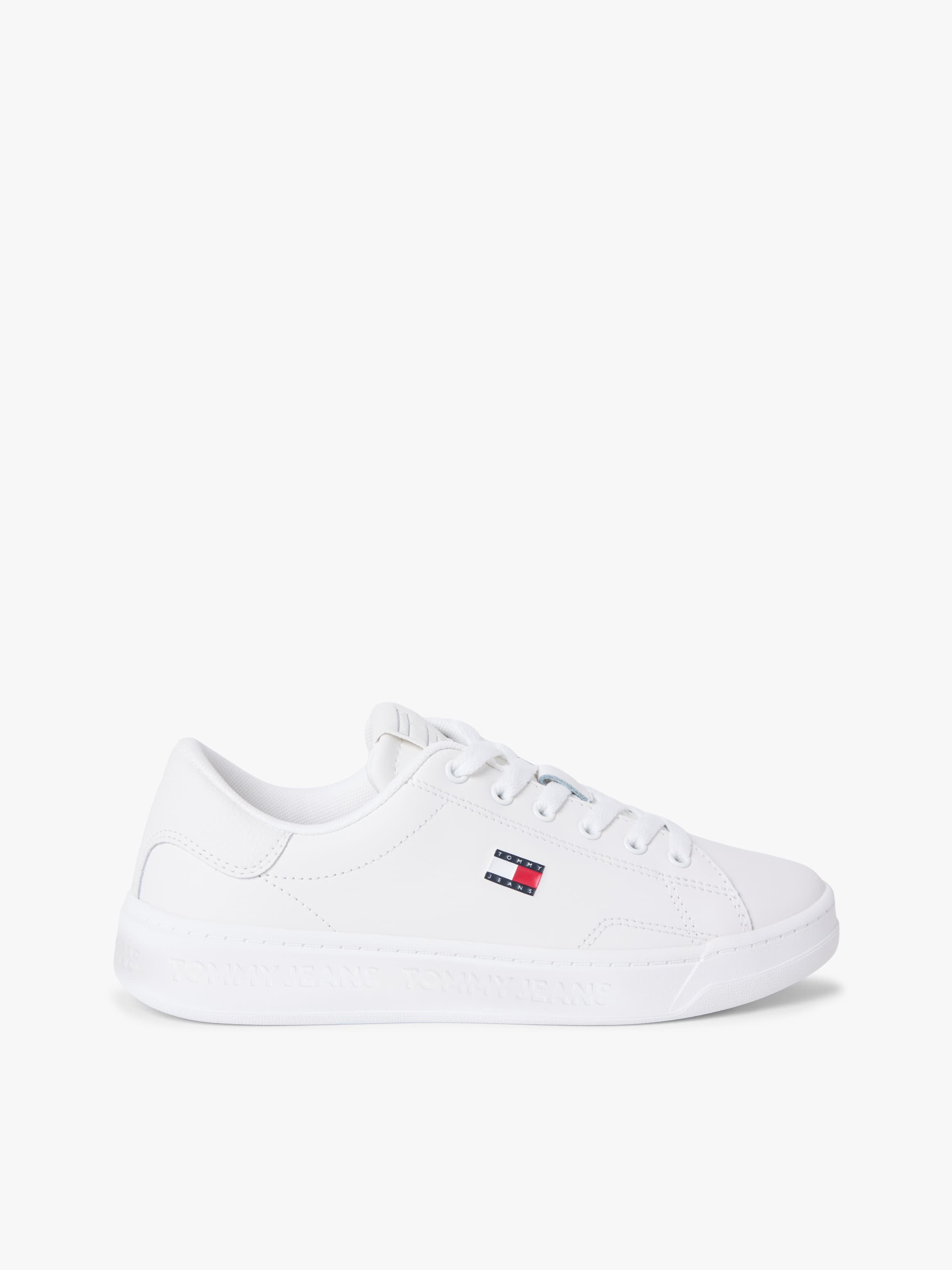 Debossed Logo Cupsole Trainers with Leather