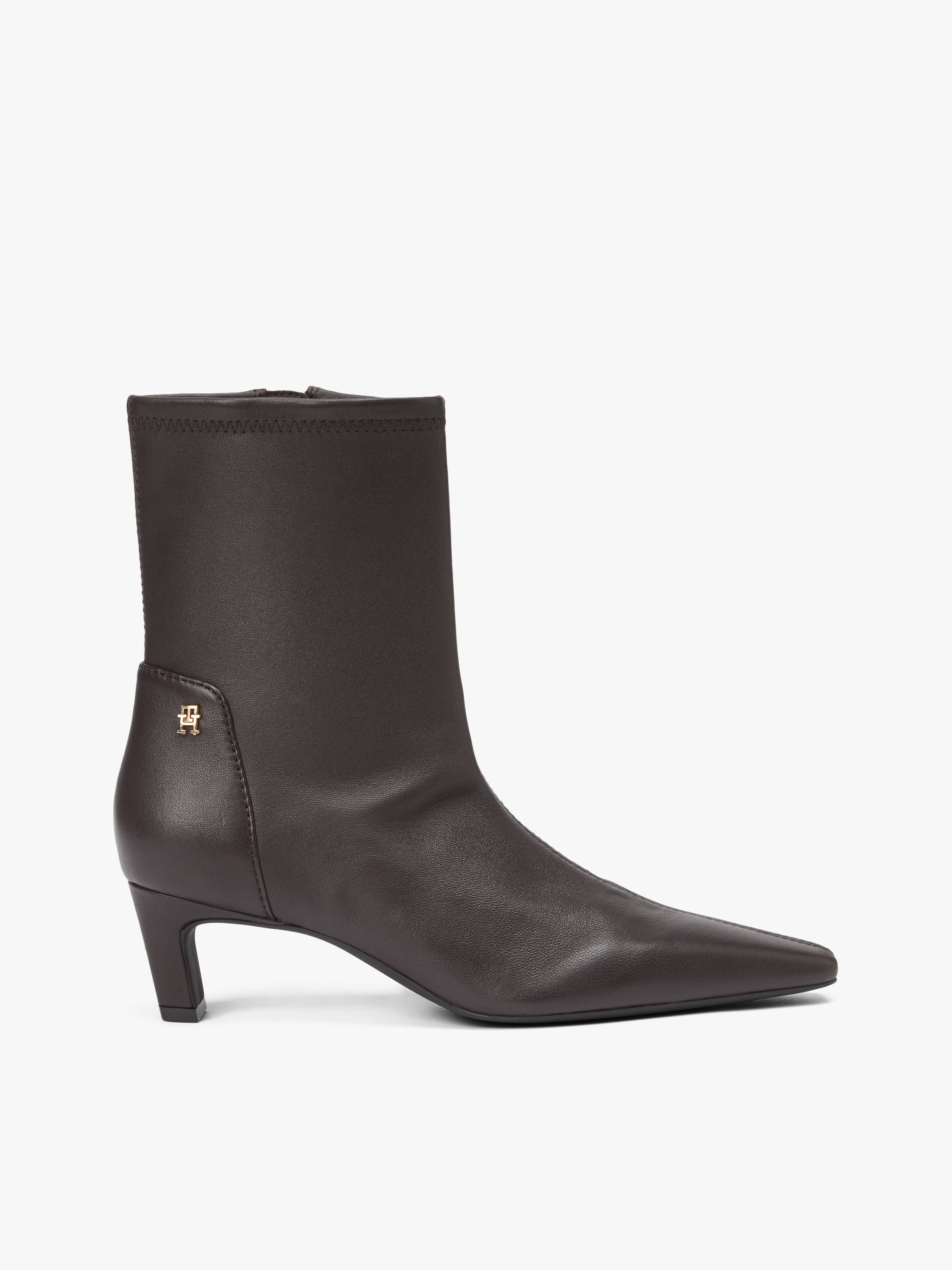 TH Monogram Plaque Leather Mid Boots