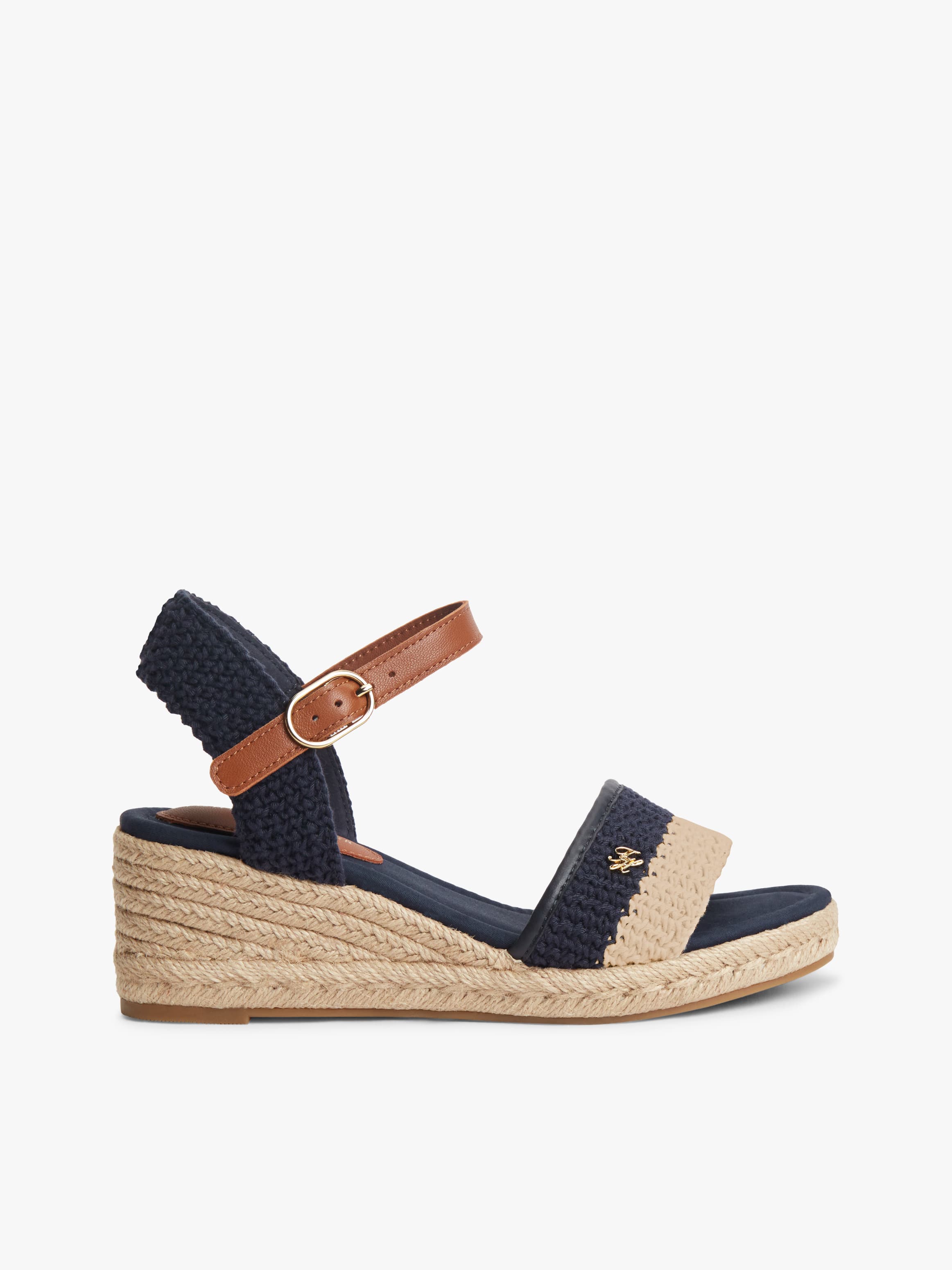 Logo Plaque Woven Wedge Heel Espadrilles