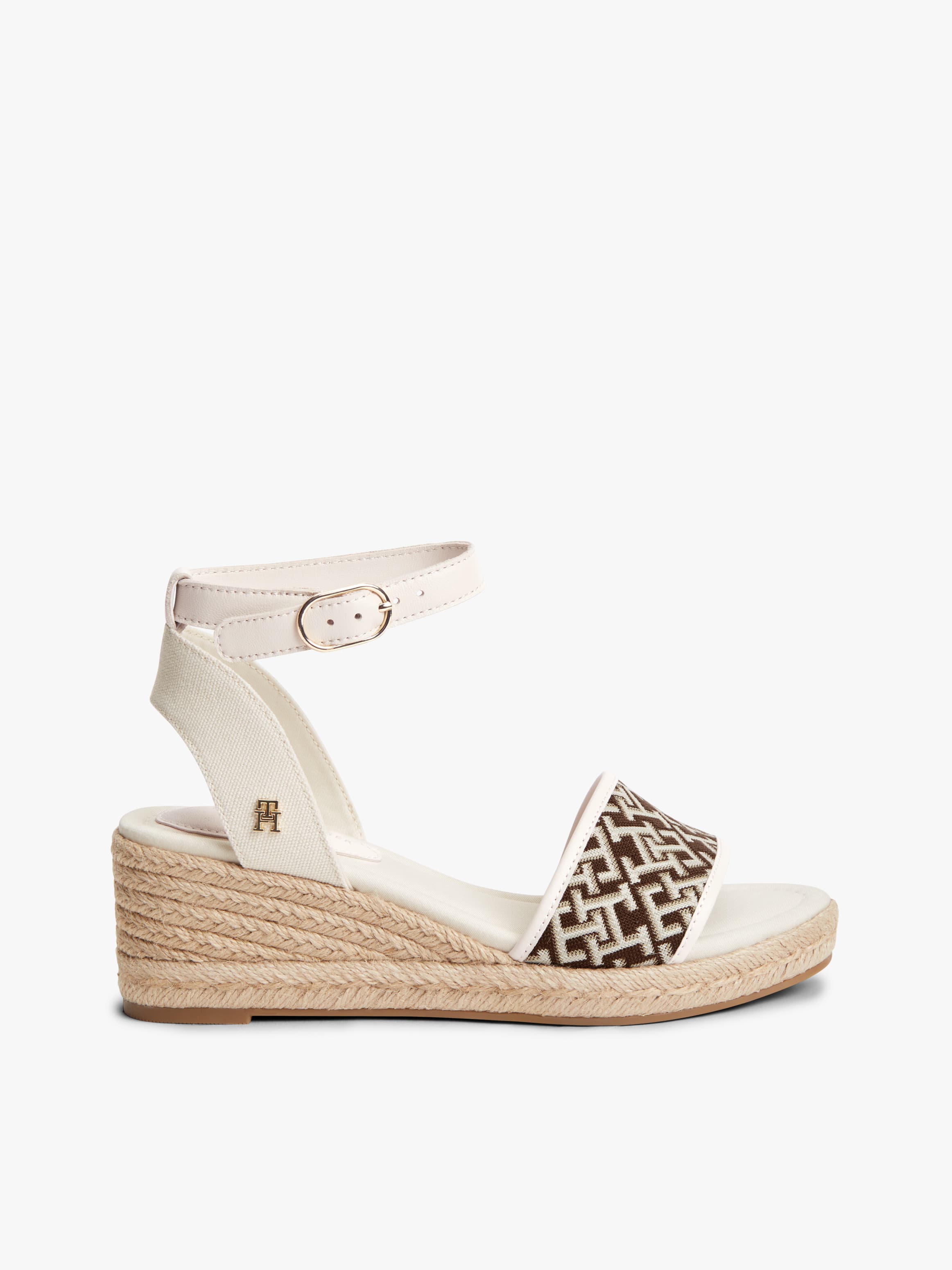 Logo Plaque Jacquard Wedge Heel Espadrilles