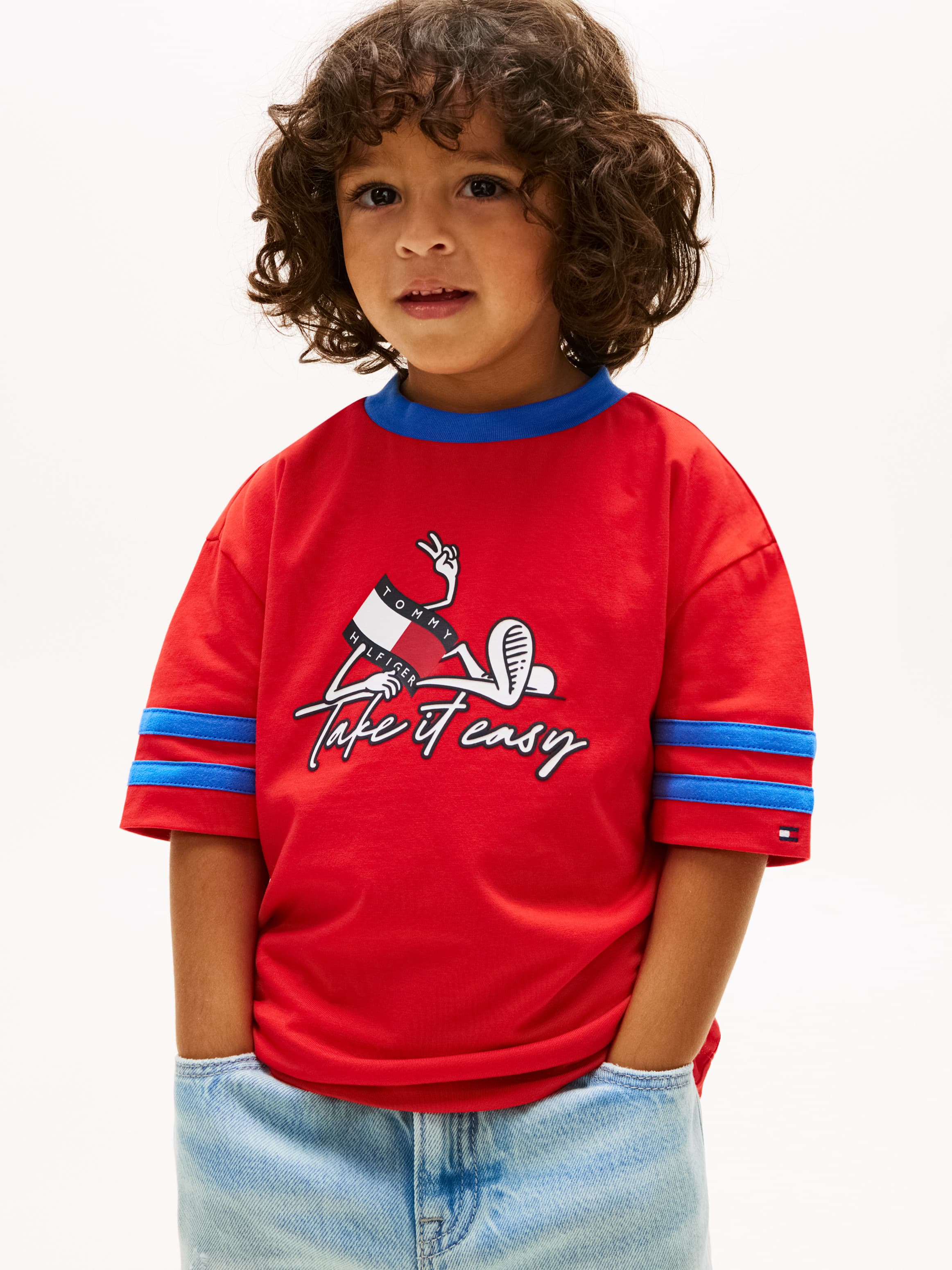 Wavy Flag Graphic Jersey T-Shirt