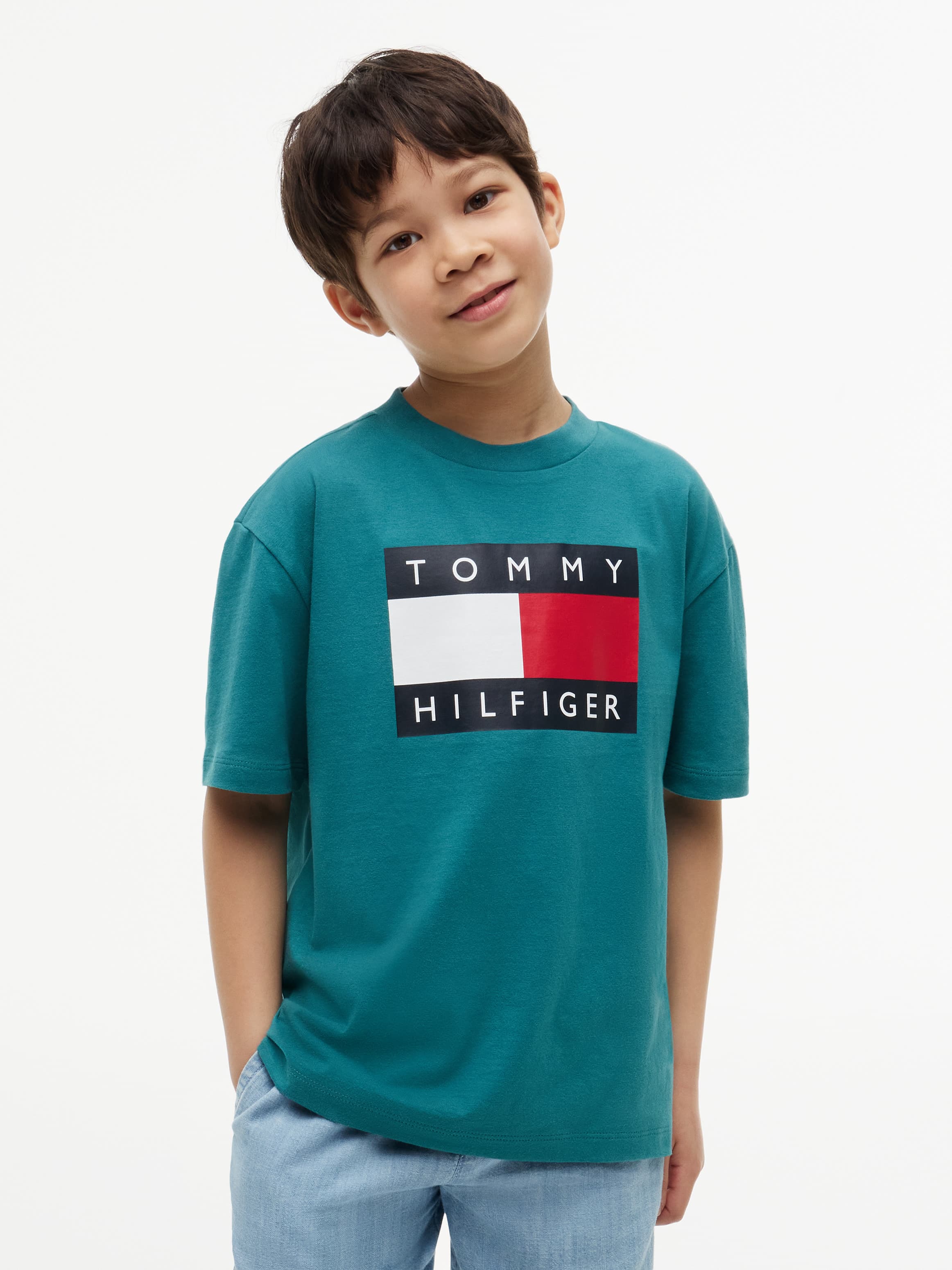 Flag Logo Jersey Crew Neck T-Shirt