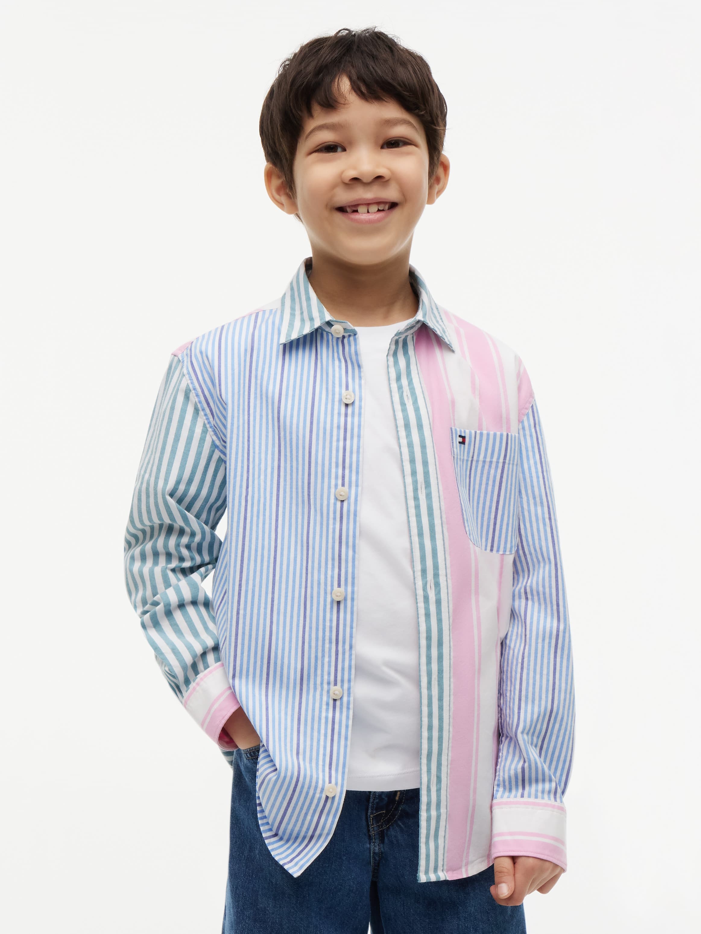 Regular Fit Multicolour Stripe Poplin Shirt