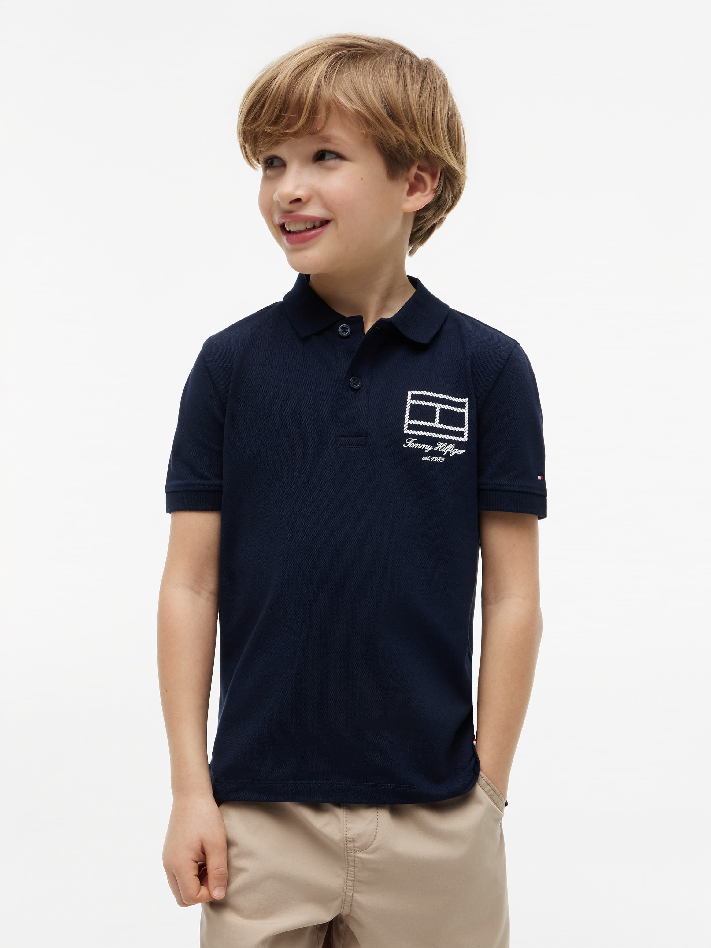 Regular Fit Outline Flag Pique Polo Shirt