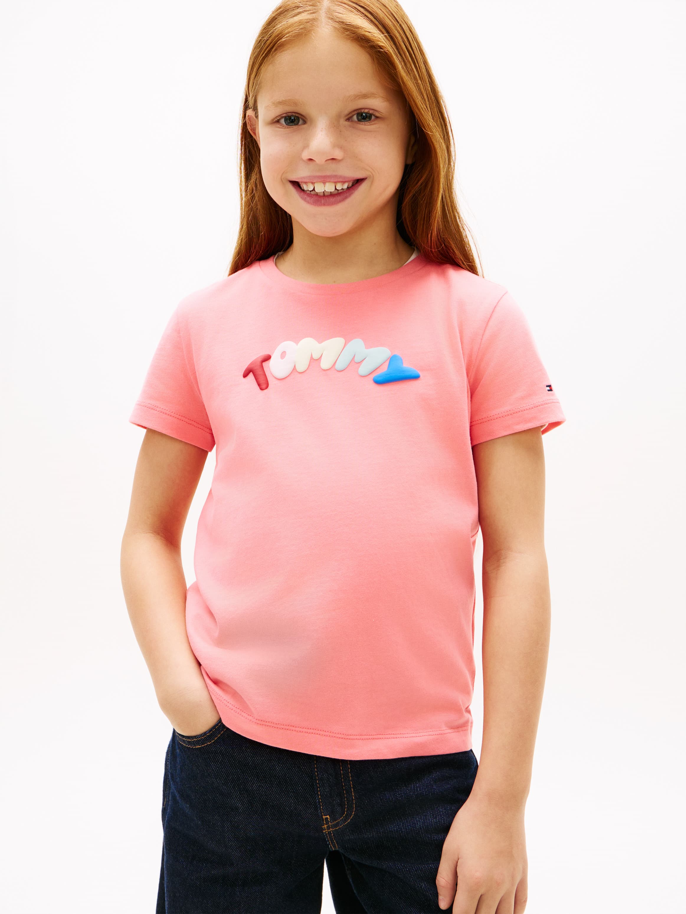 Textured Logo Jersey Crew Neck T-Shirt