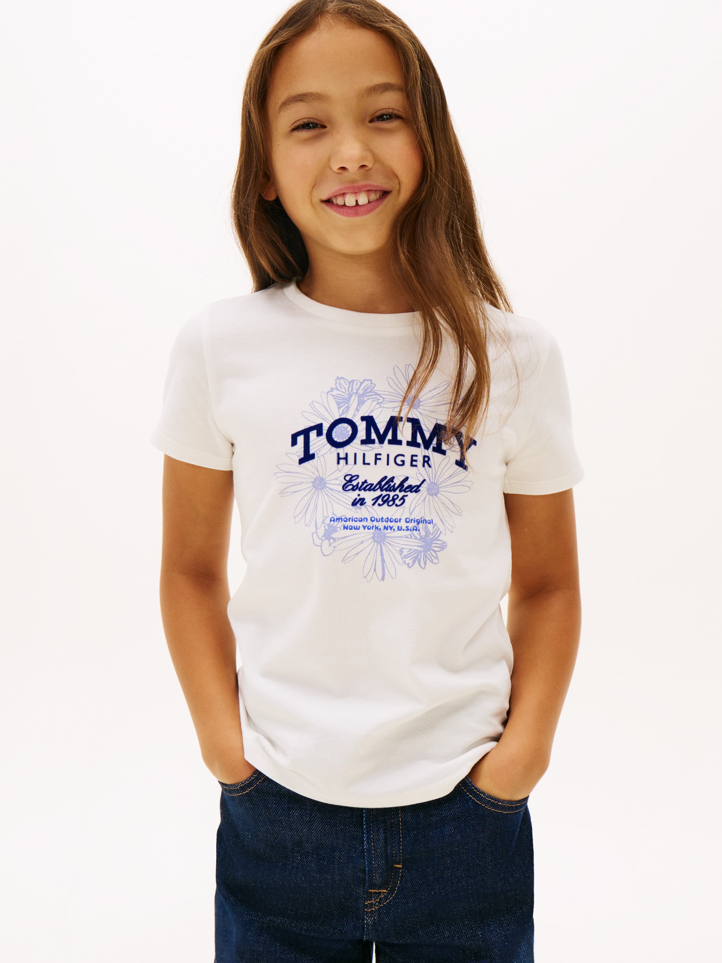 Floral Flock Logo Slim T-Shirt