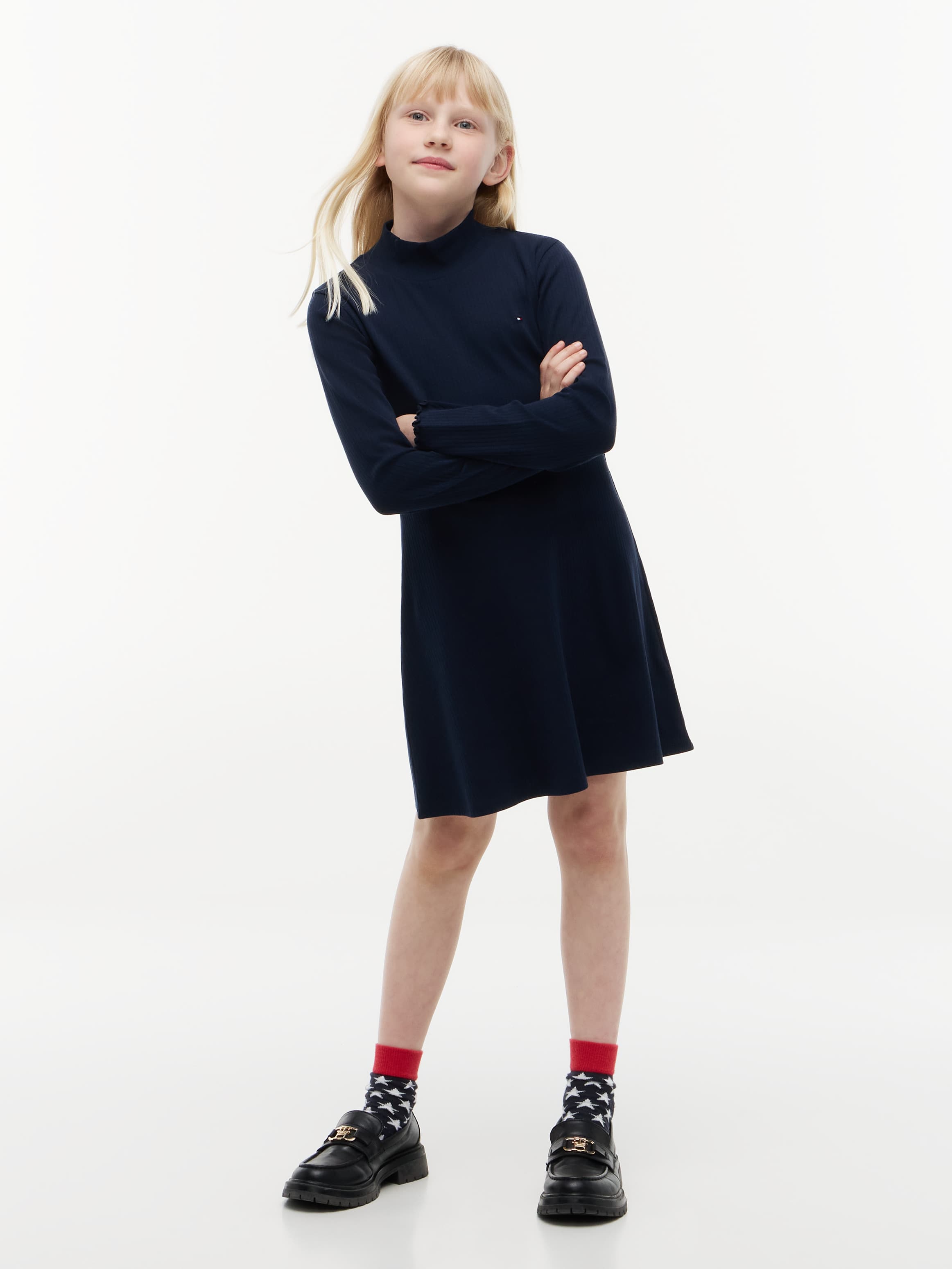 Essential Ribbed Mock Neck Skater Dress