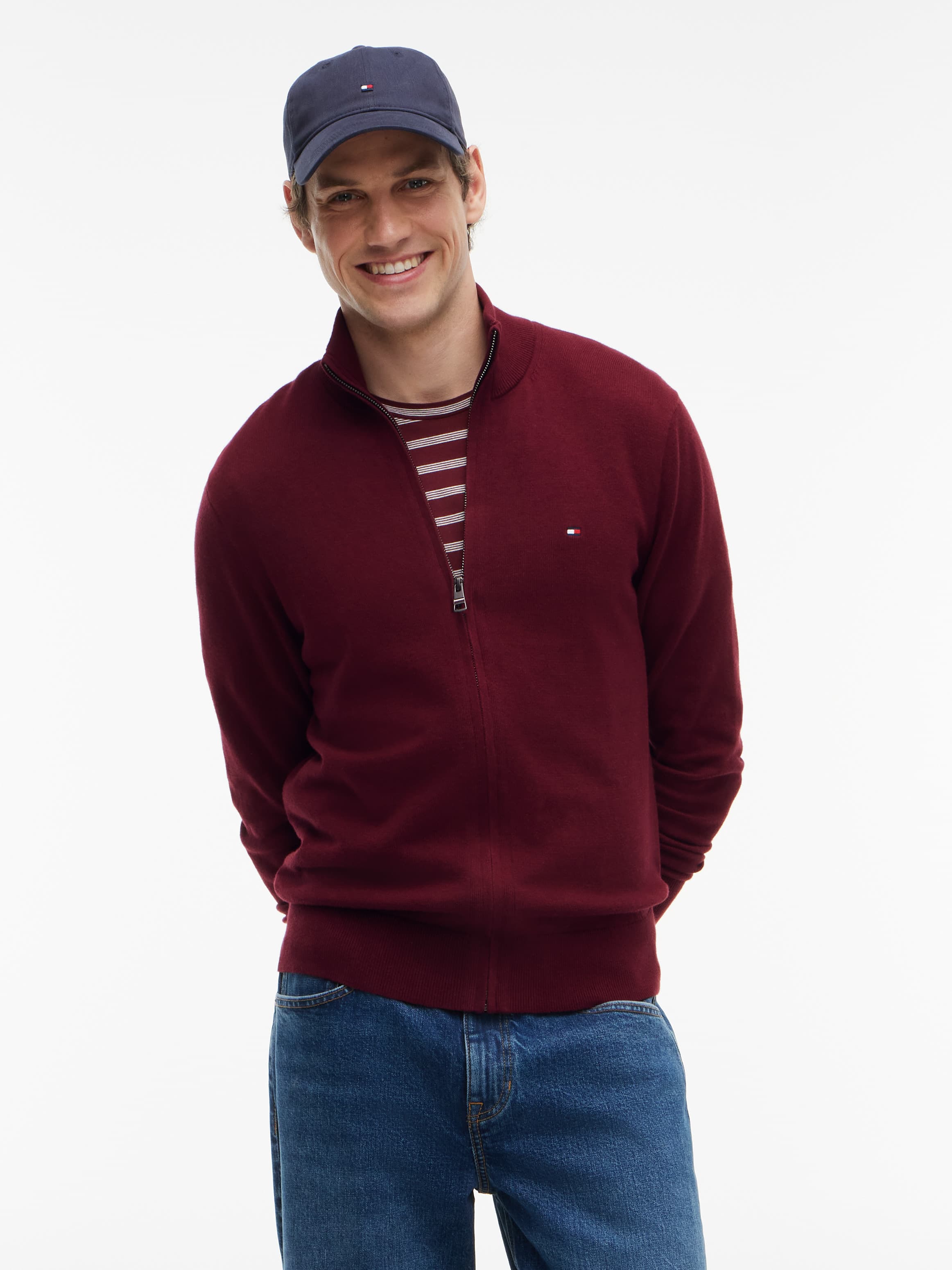 Zip-Thru Jumper with Cashmere