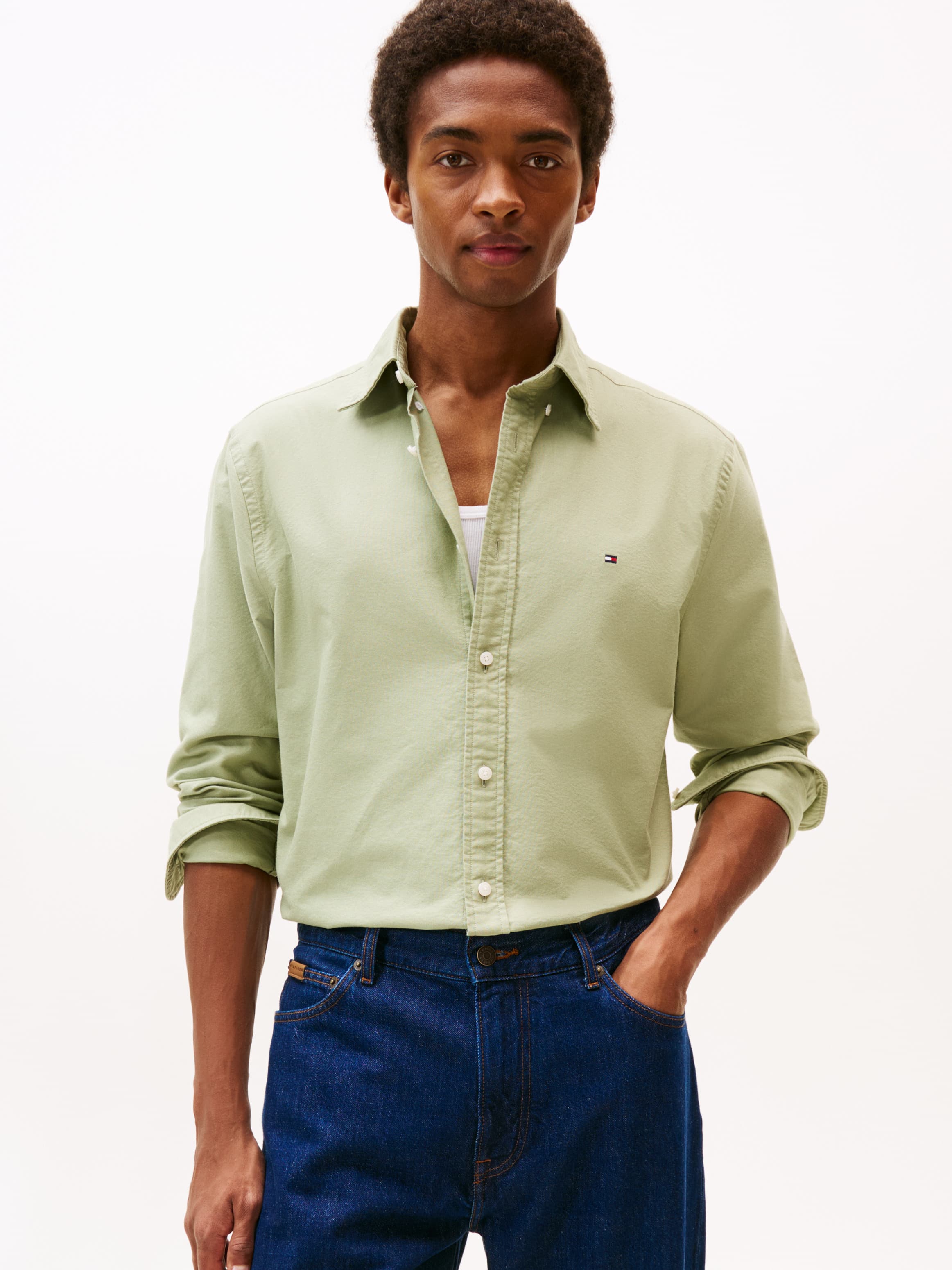 Regular Fit Flag Embroidery Oxford Shirt