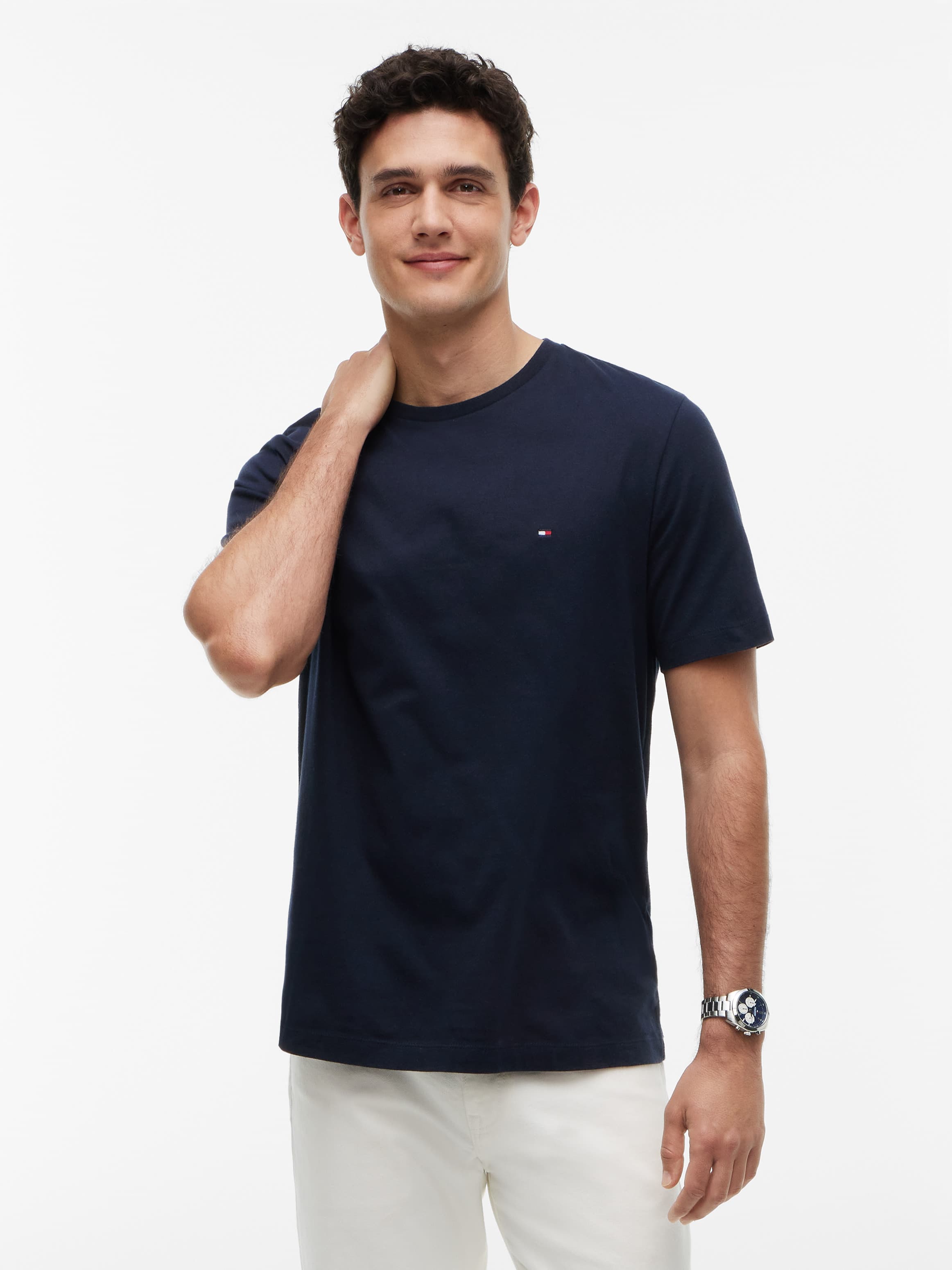 Flag Embroidery Crew Neck T-Shirt