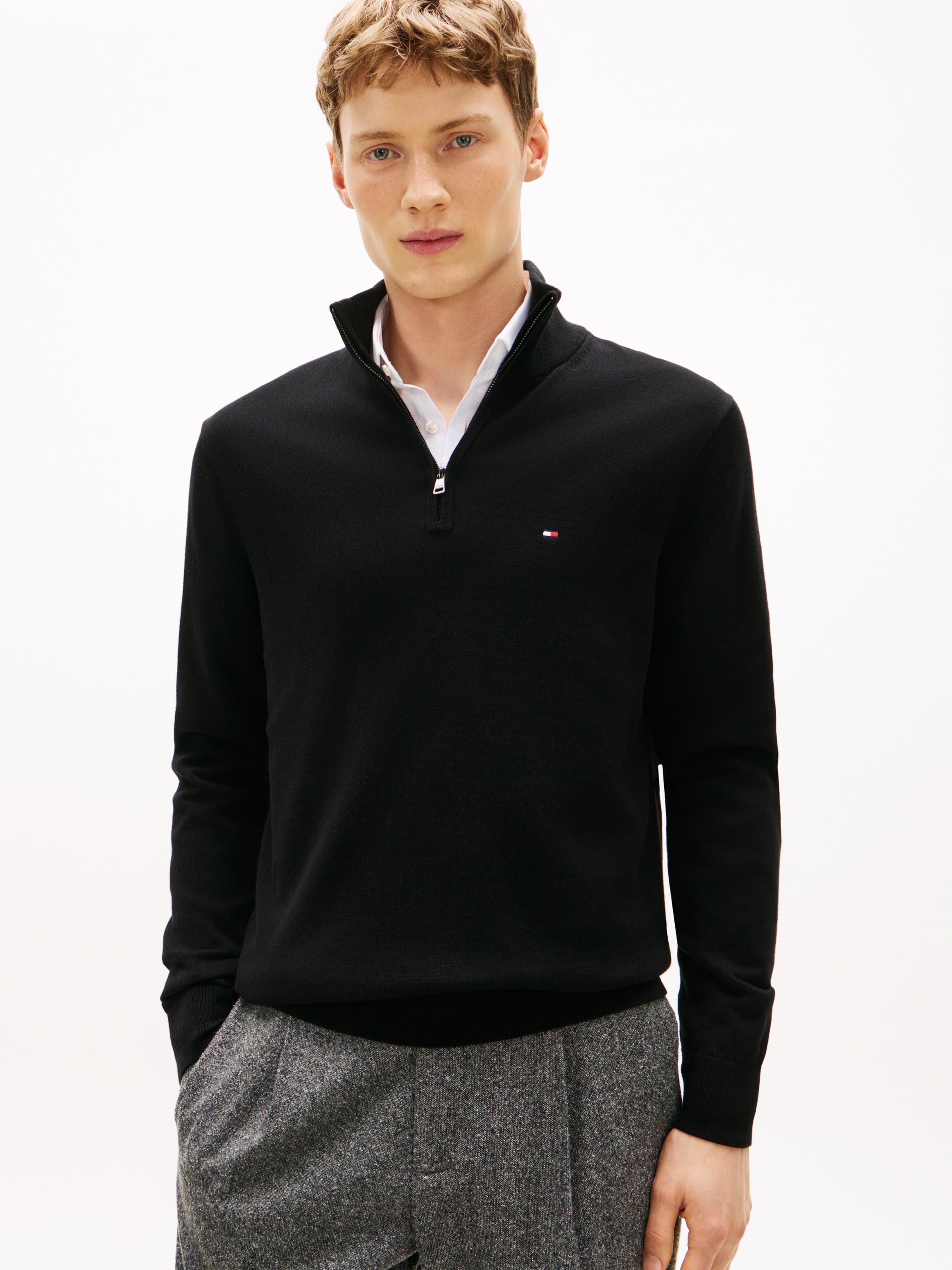 Quarter-Zip Mock Neck Jumper
