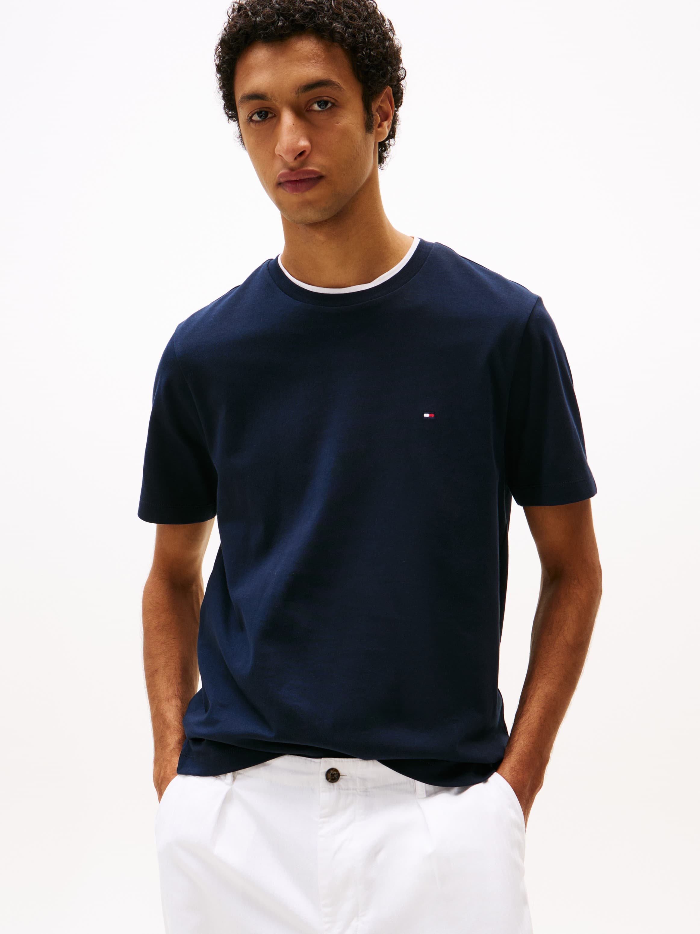 Flag Embroidery Crew Neck T-Shirt