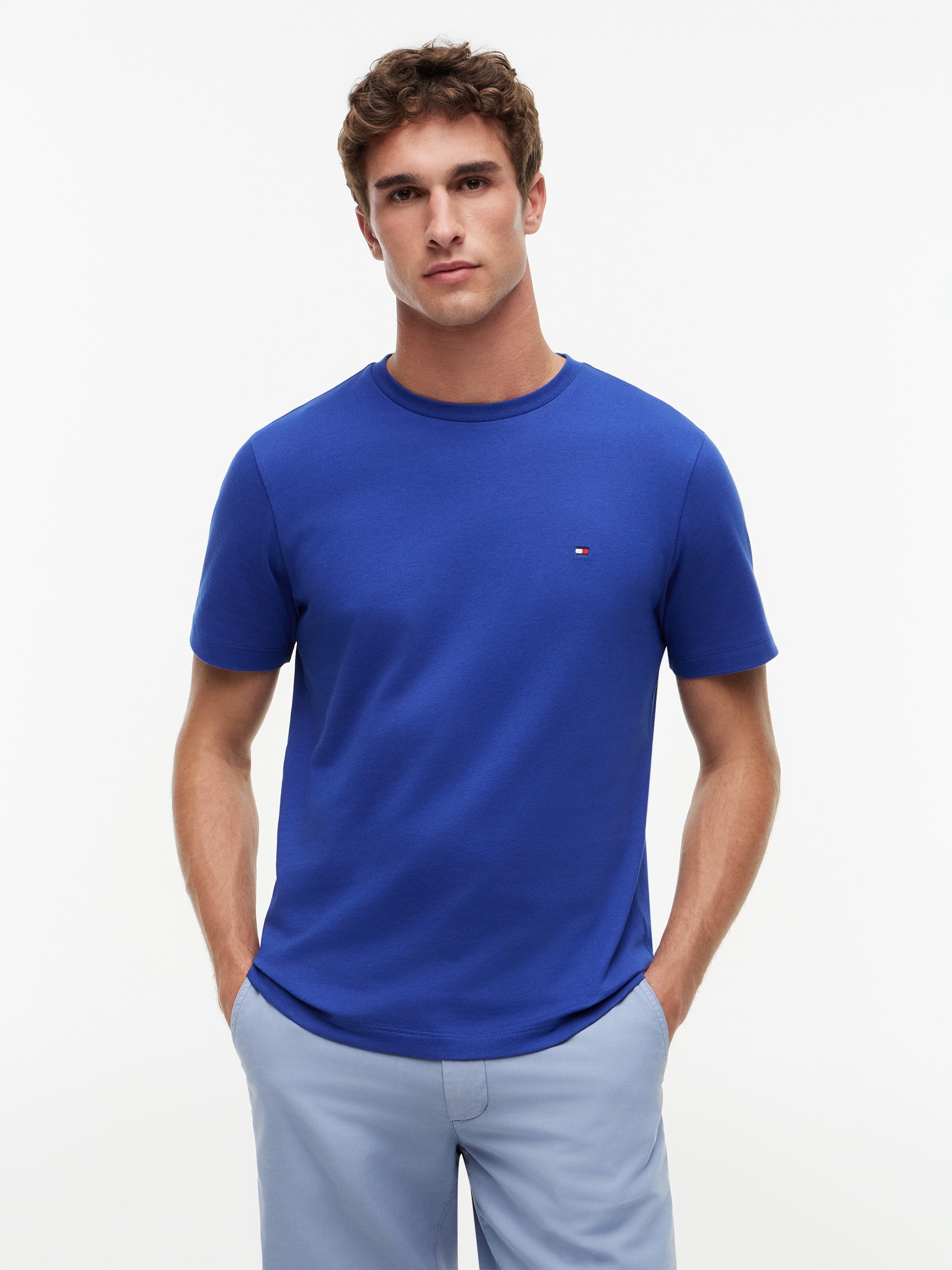 Flag Embroidery Jersey Crew Neck T-Shirt