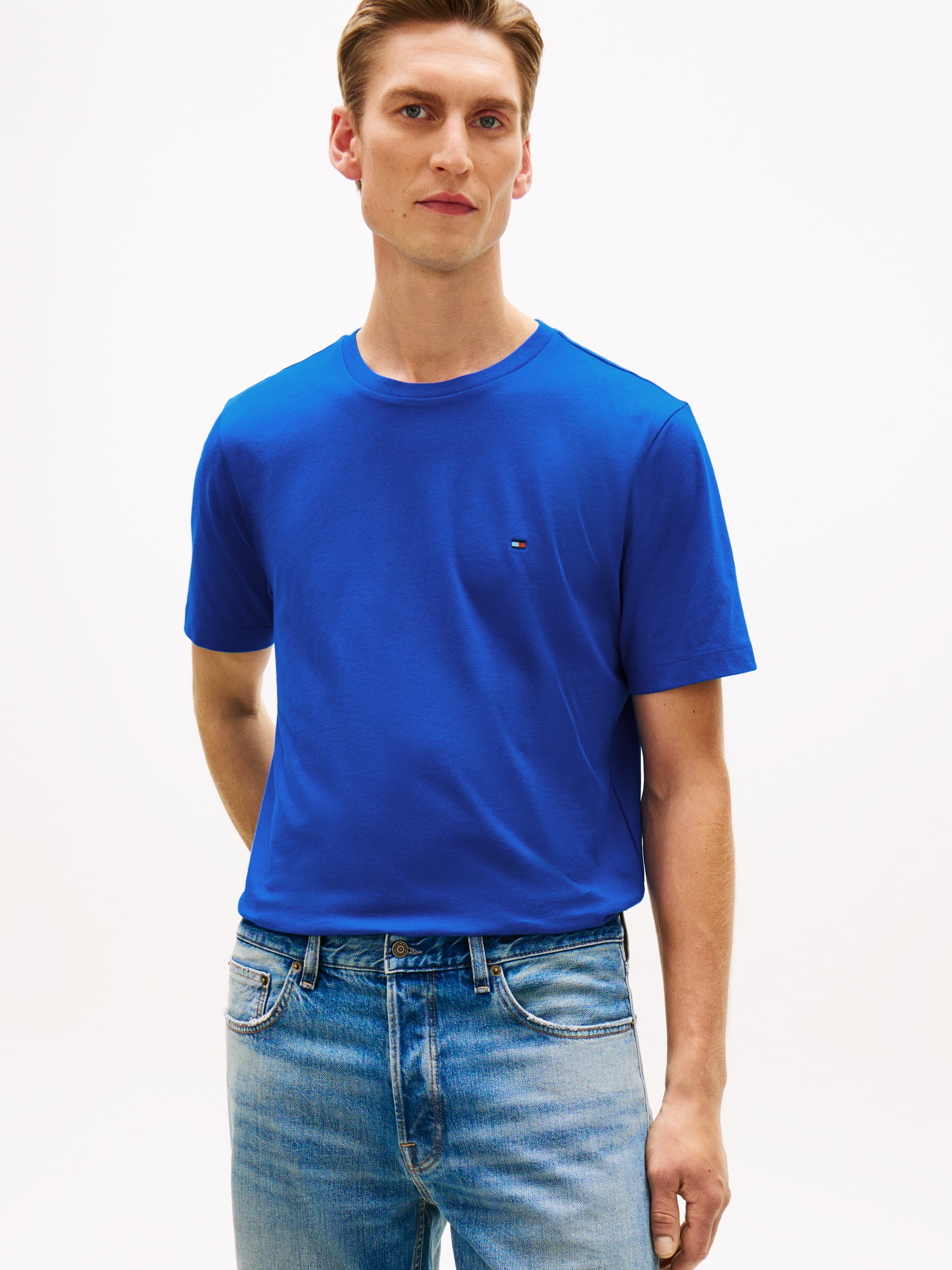 Flag Embroidery Crew Neck T-Shirt