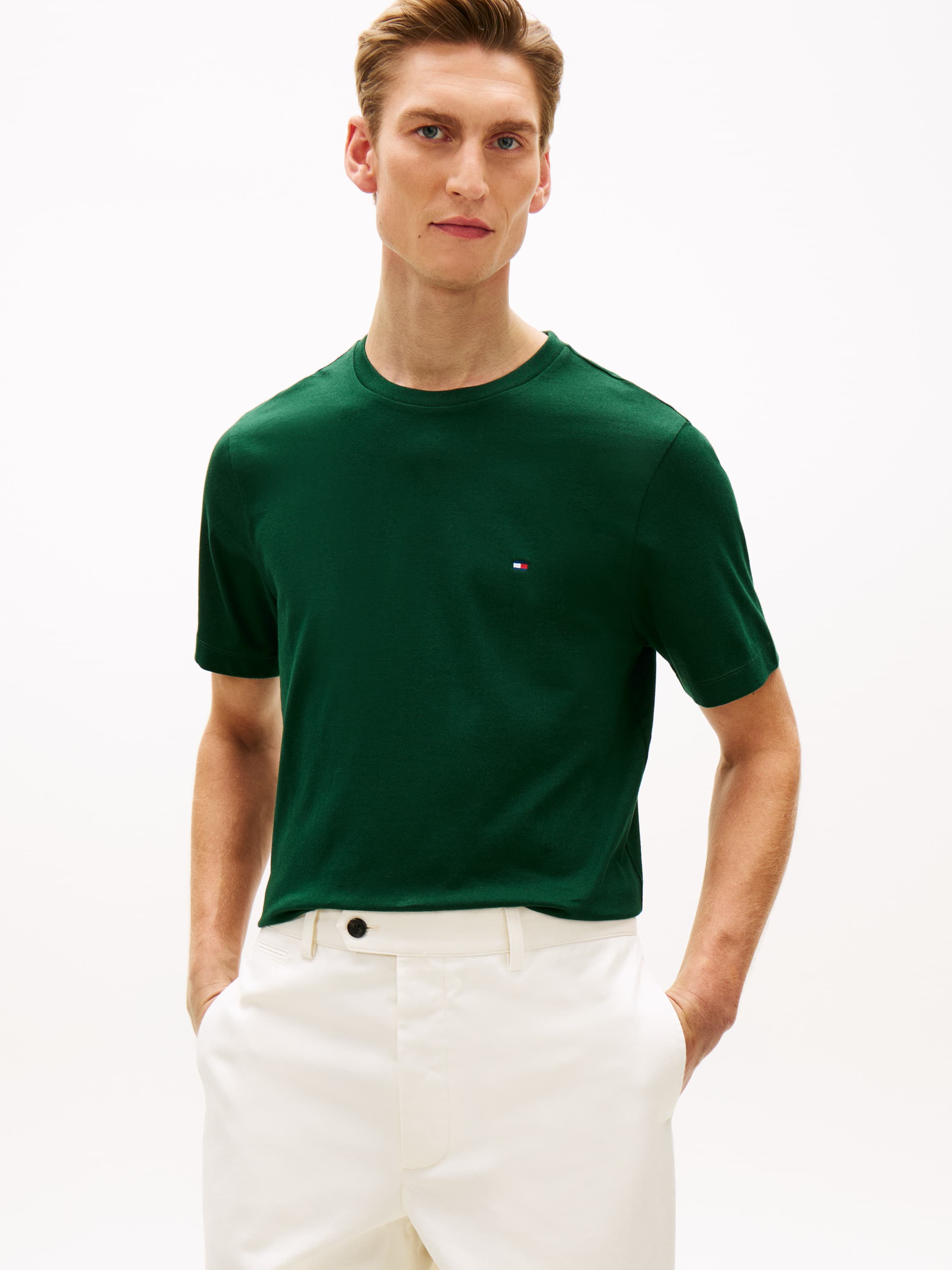 Flag Embroidery Crew Neck T-Shirt