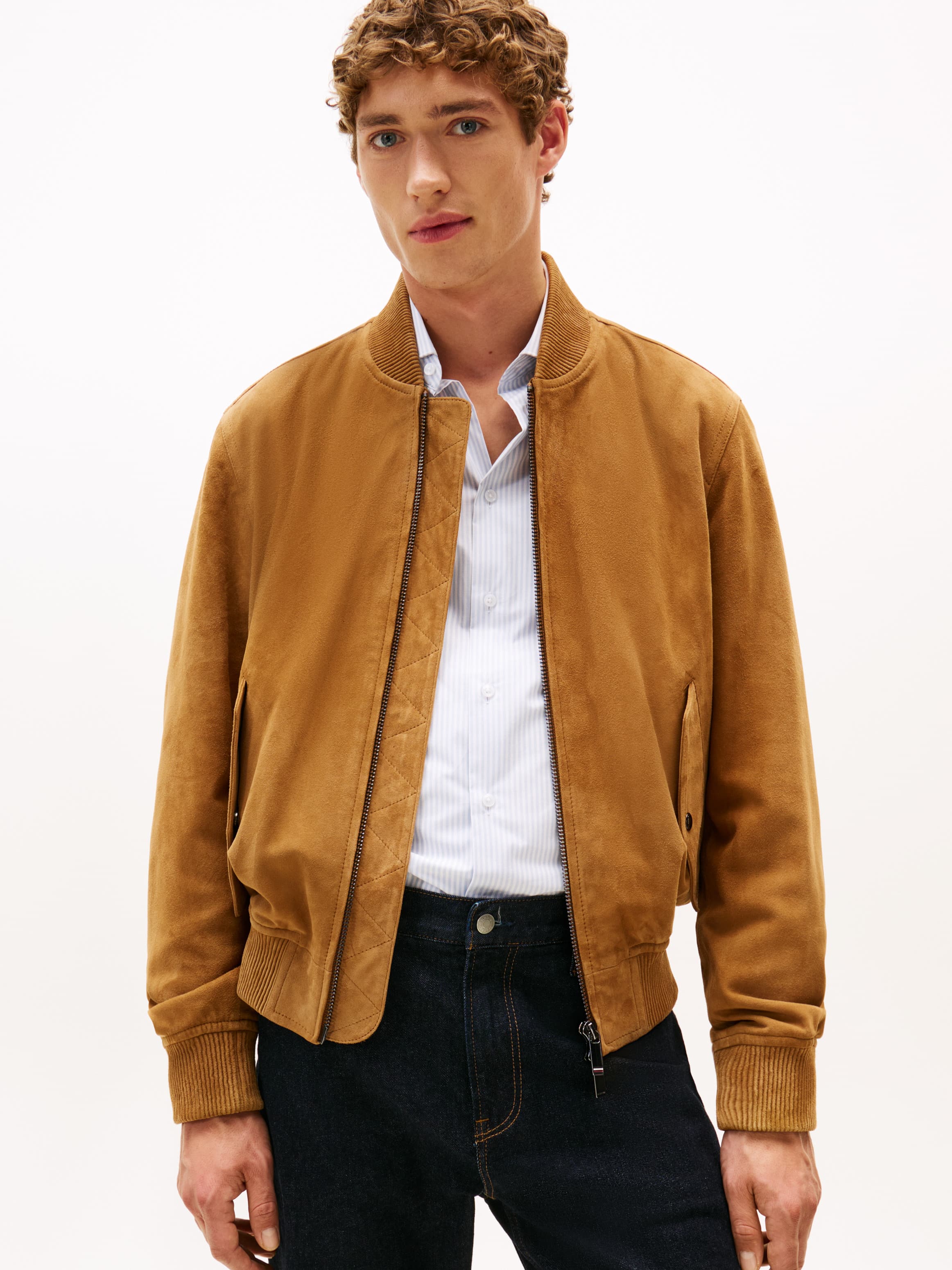 Smart Casual Suede Bomber Jacket