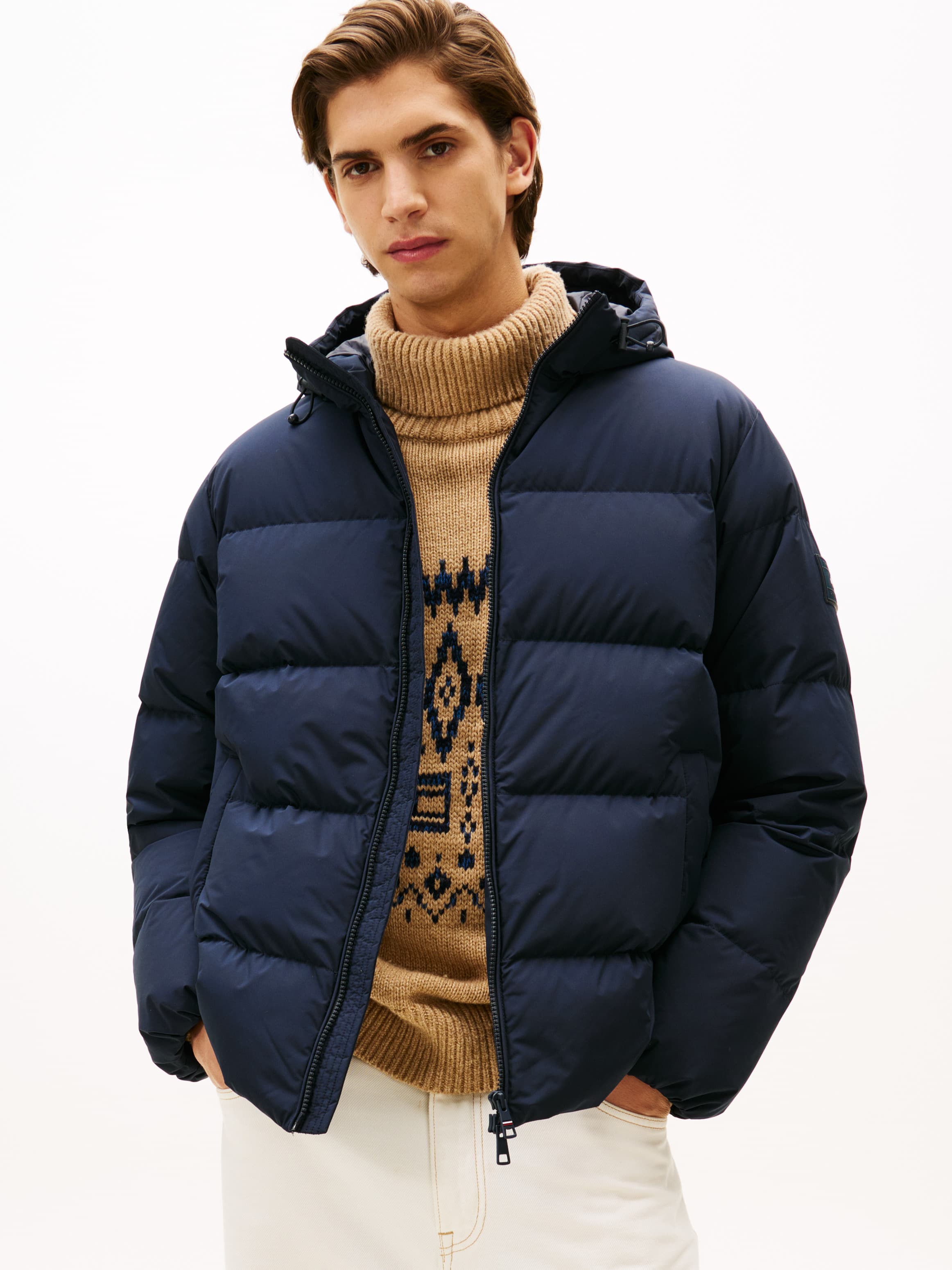 Water Repellent Down Hooded Puffer Jacket