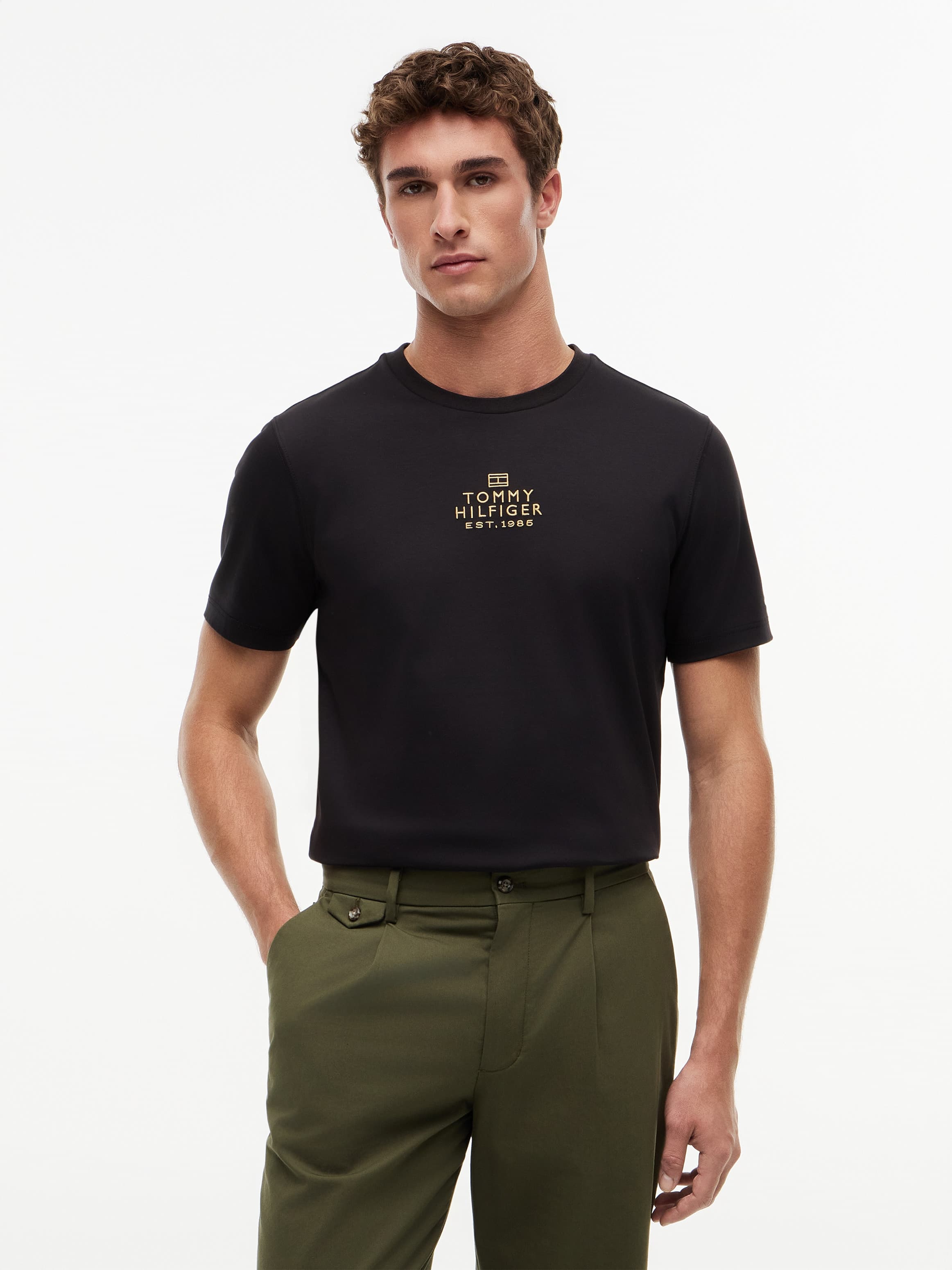 Tonal Logo Embroidery Interlock Knit T-Shirt