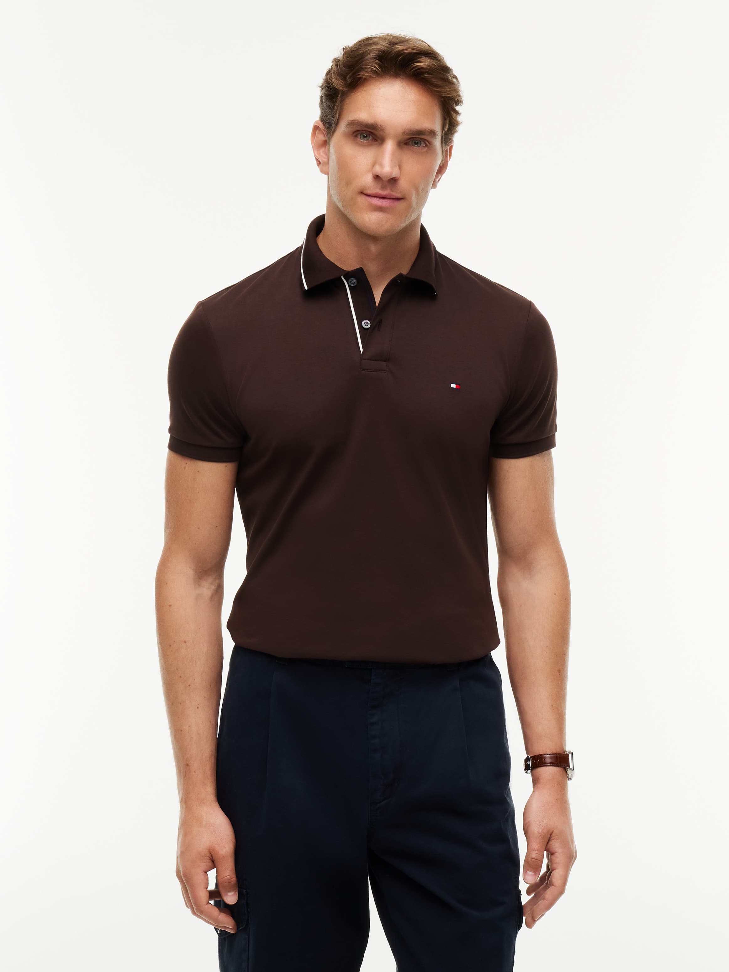 Slim Fit Fluid Cotton Tipped Polo Shirt