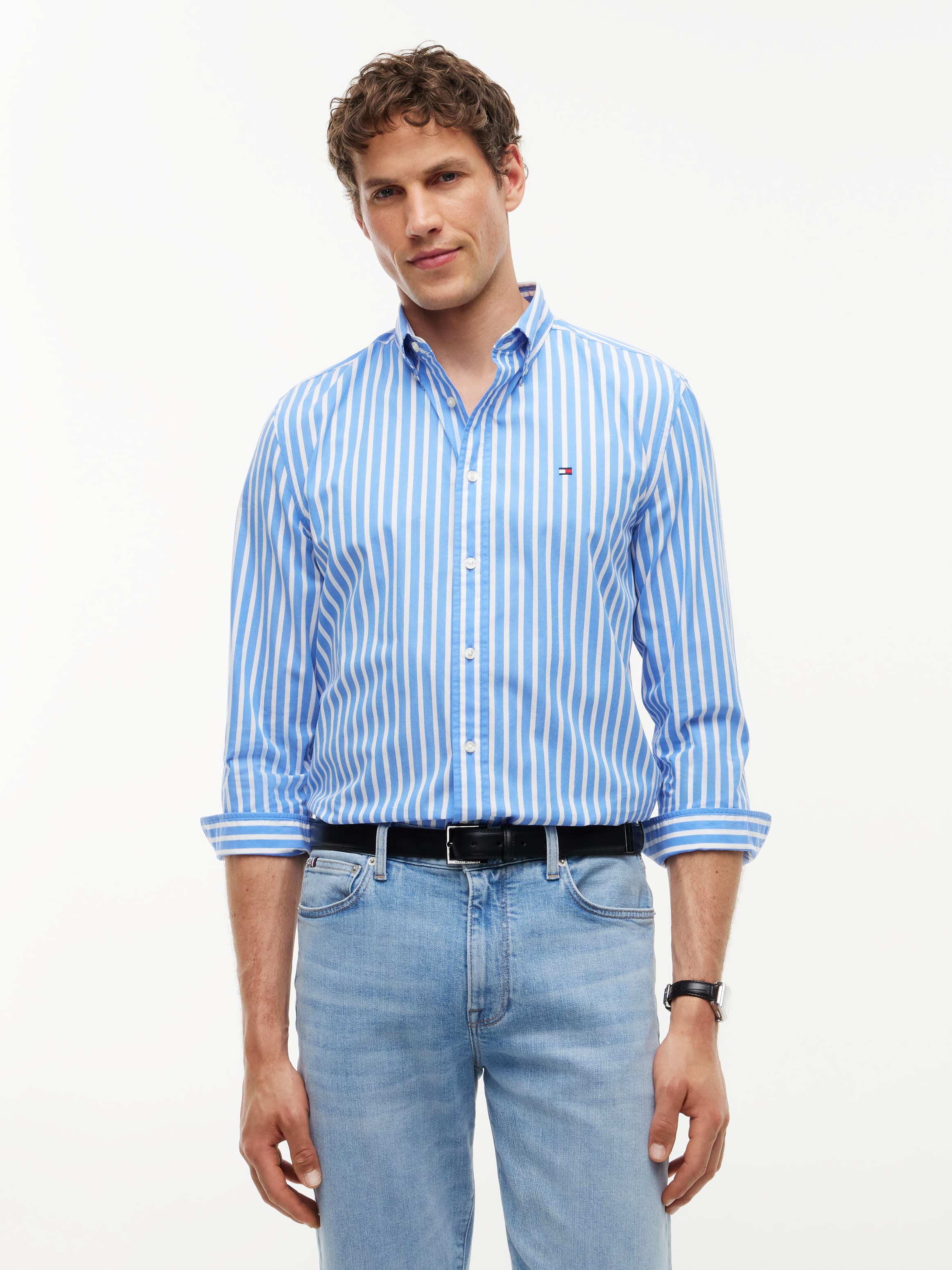 Regular Fit Flex Stripe Poplin Shirt