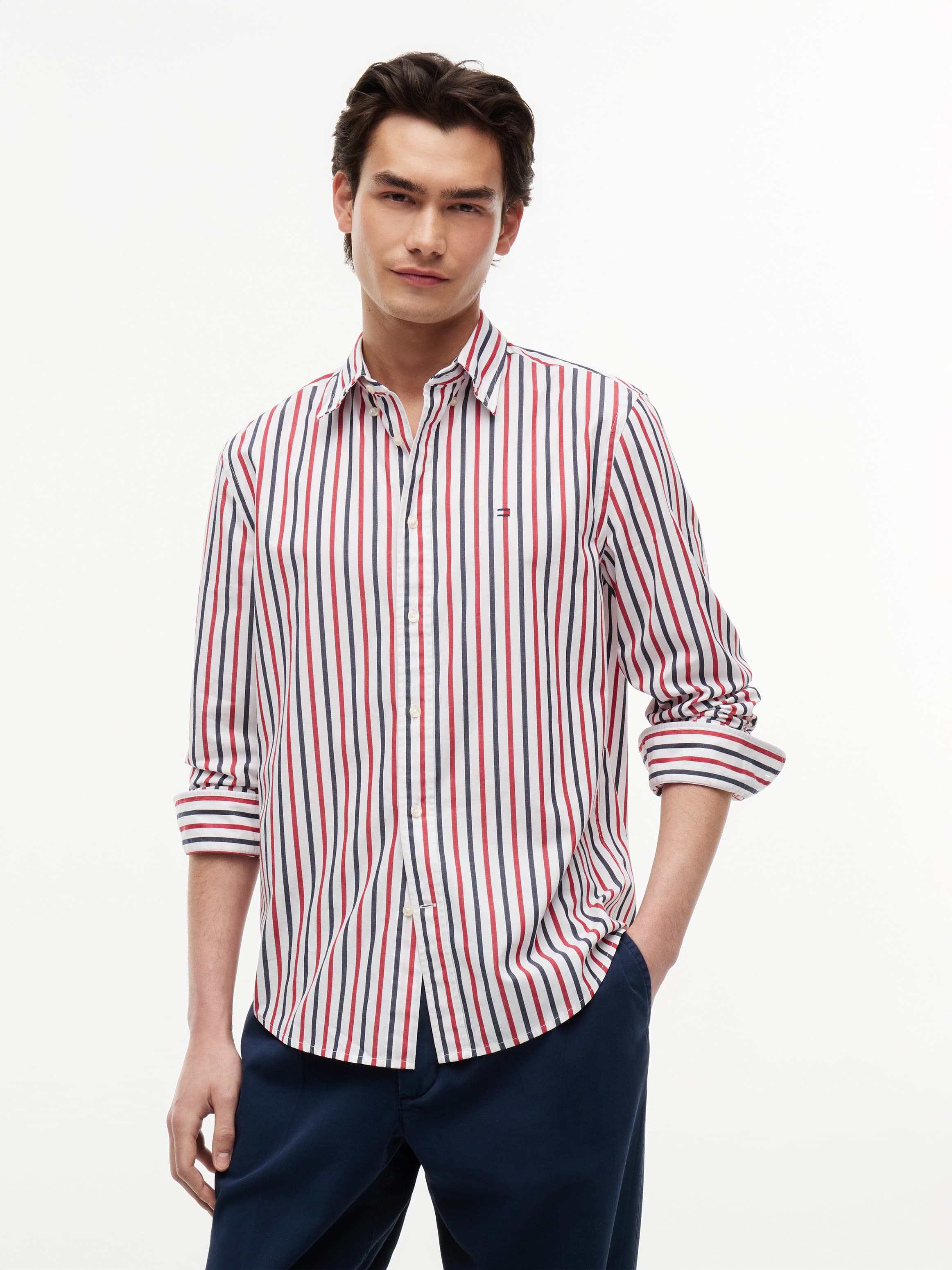 Regular Fit Flex Stripe Poplin Shirt