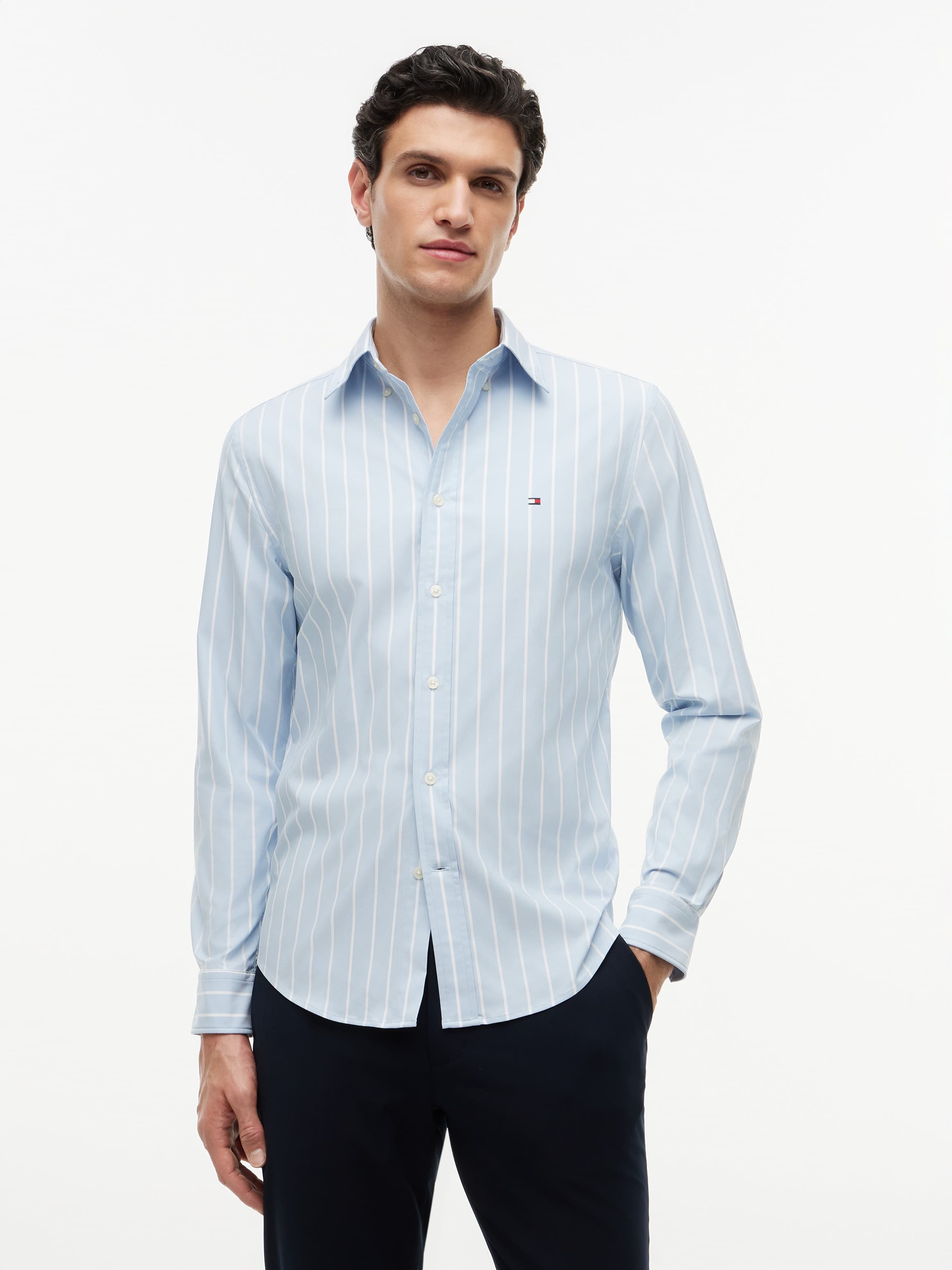 Performance Regular Fit Stripe Poplin Shirt