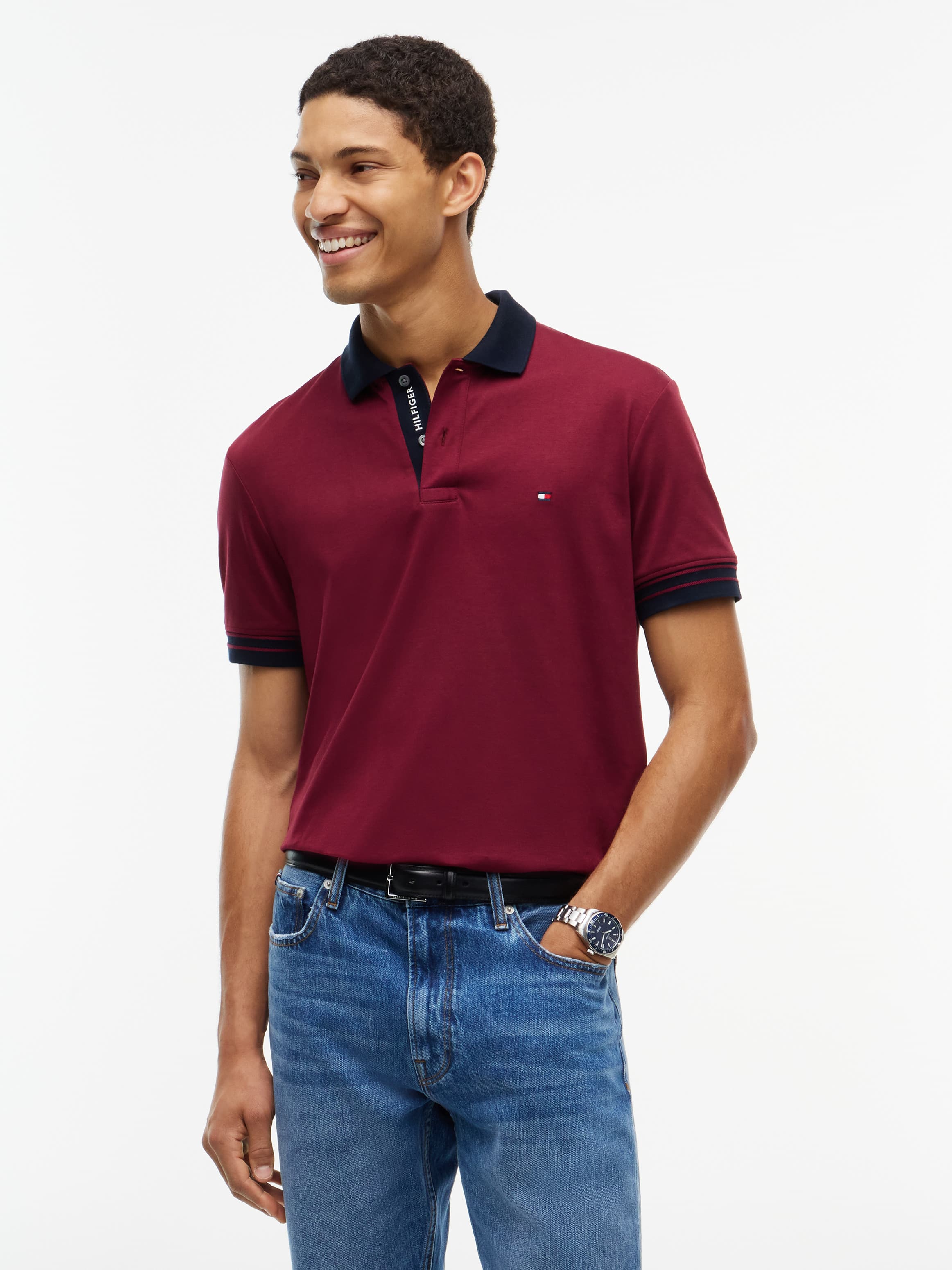 Regular Fit Interlock Contrast Polo Shirt