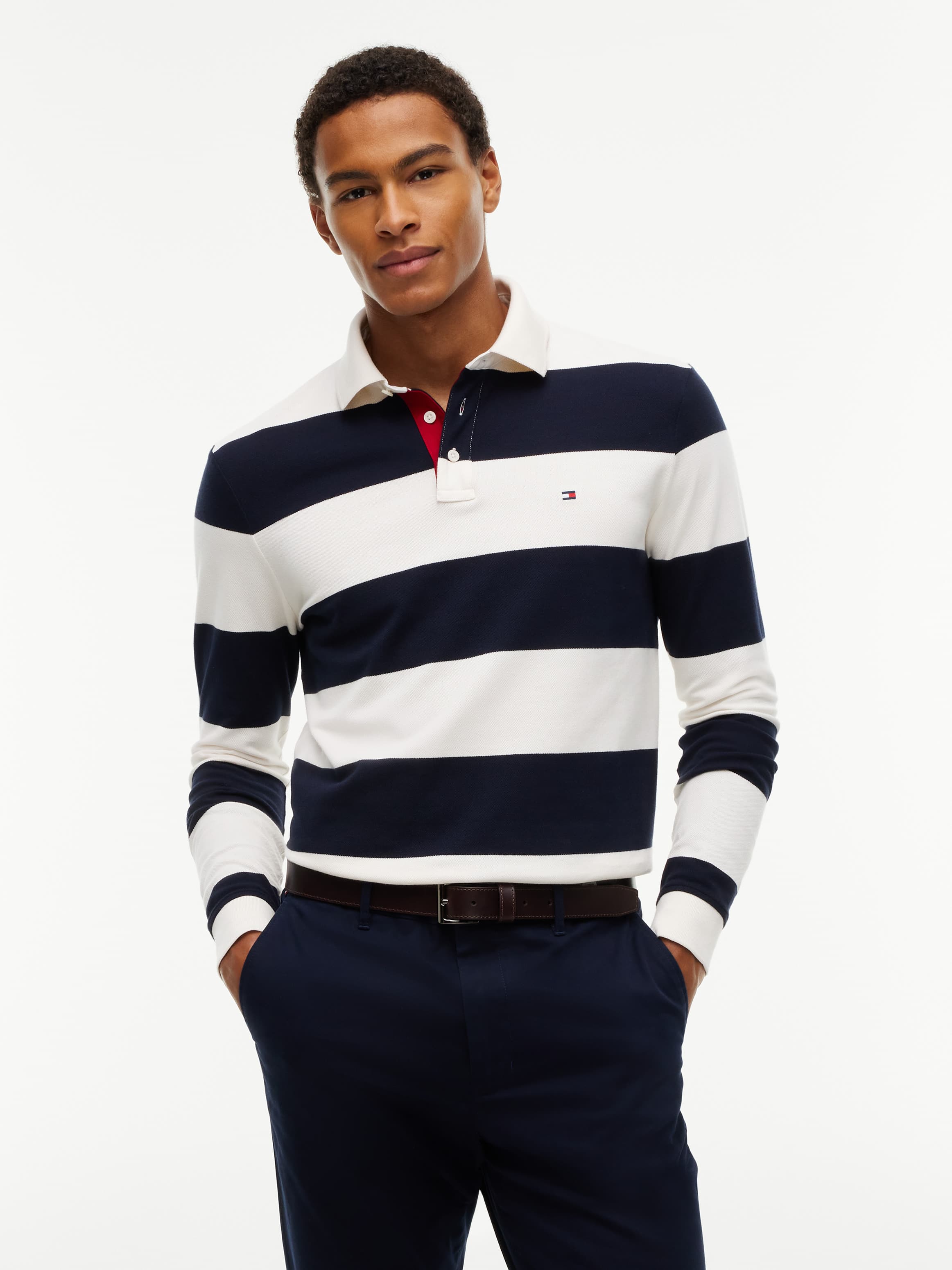 Rugby Stripe Long Sleeve Polo Shirt