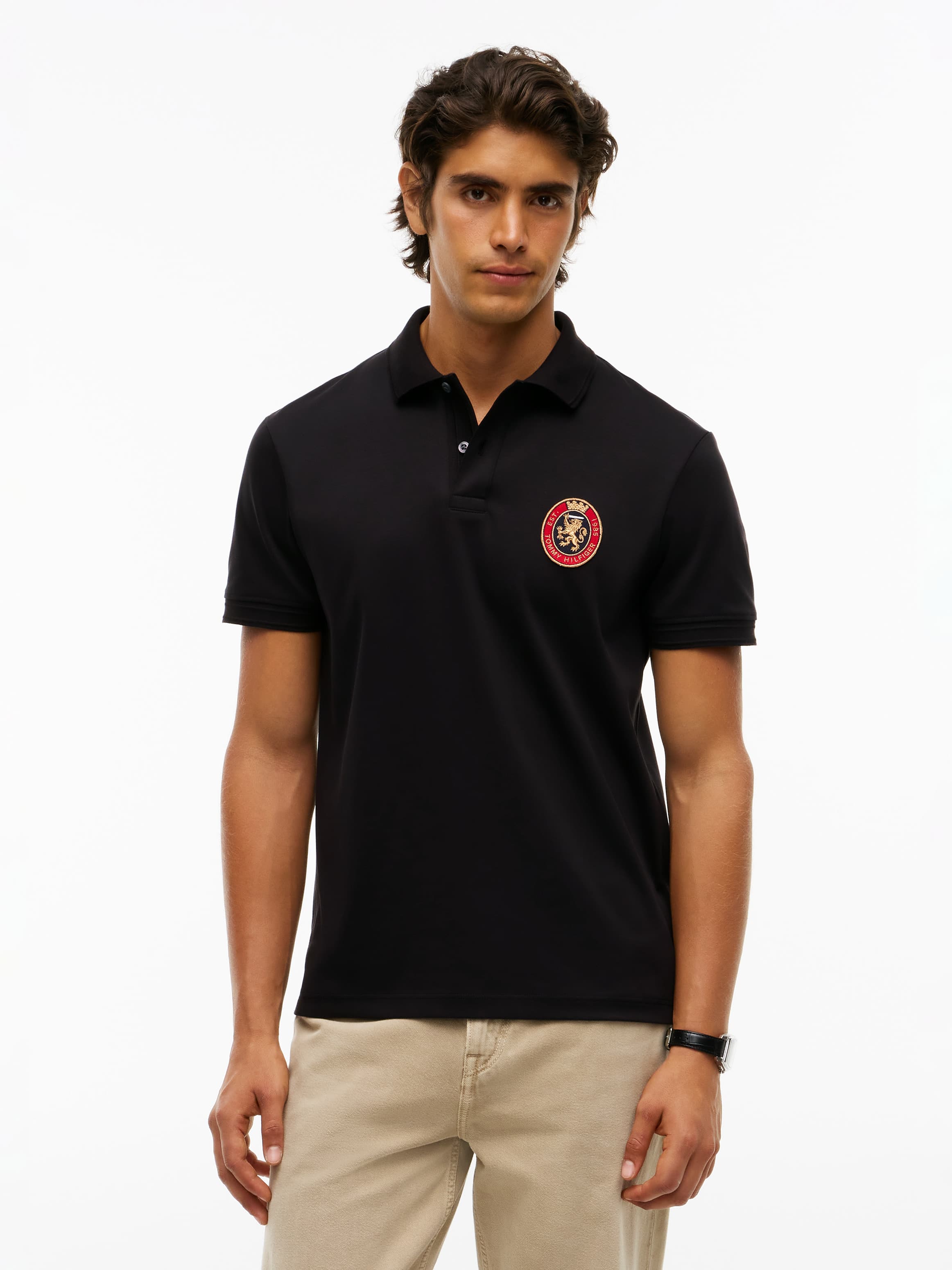 Regular Fit Logo Interlock Knit Polo Shirt