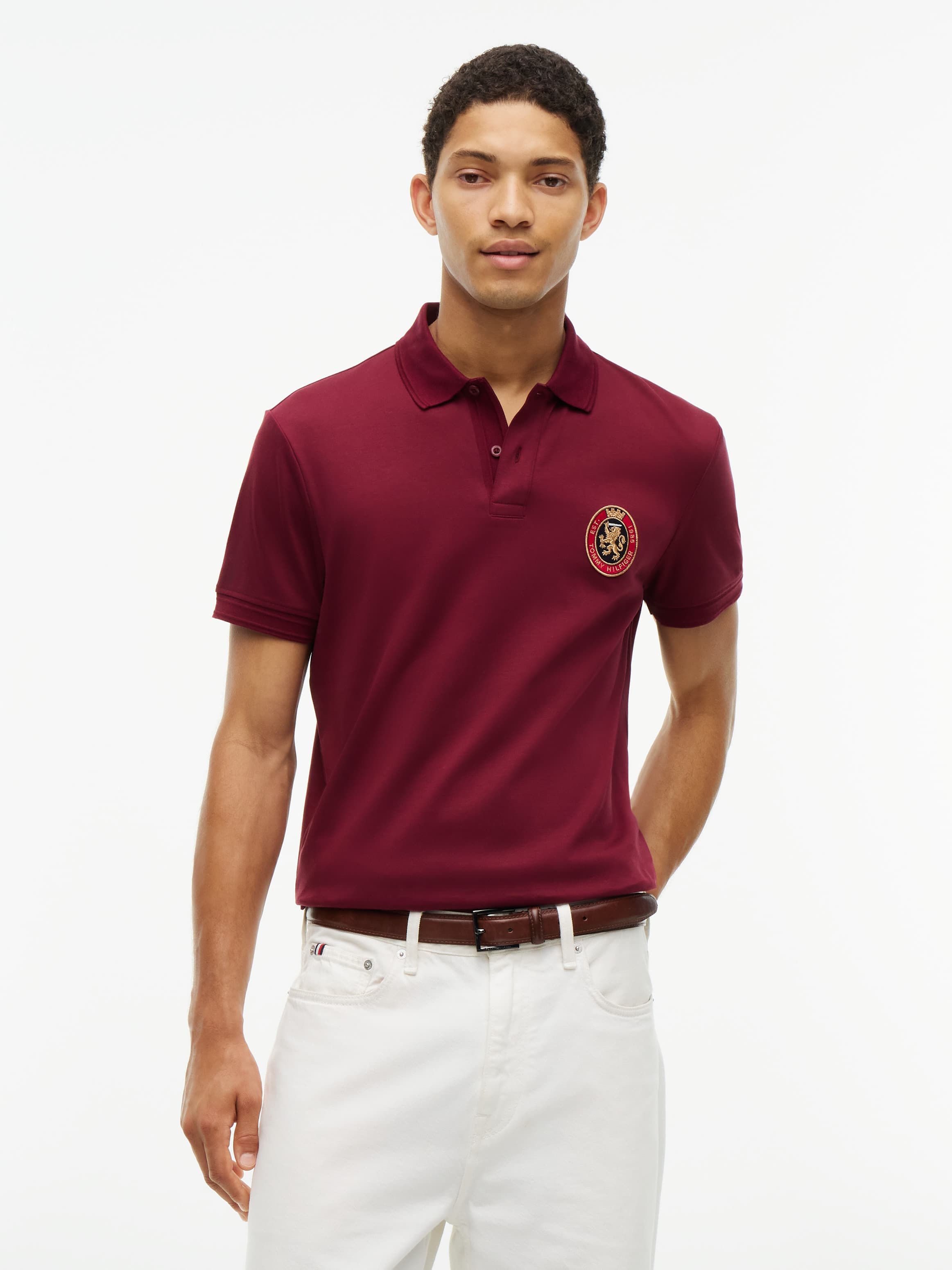 Regular Fit Logo Interlock Knit Polo Shirt