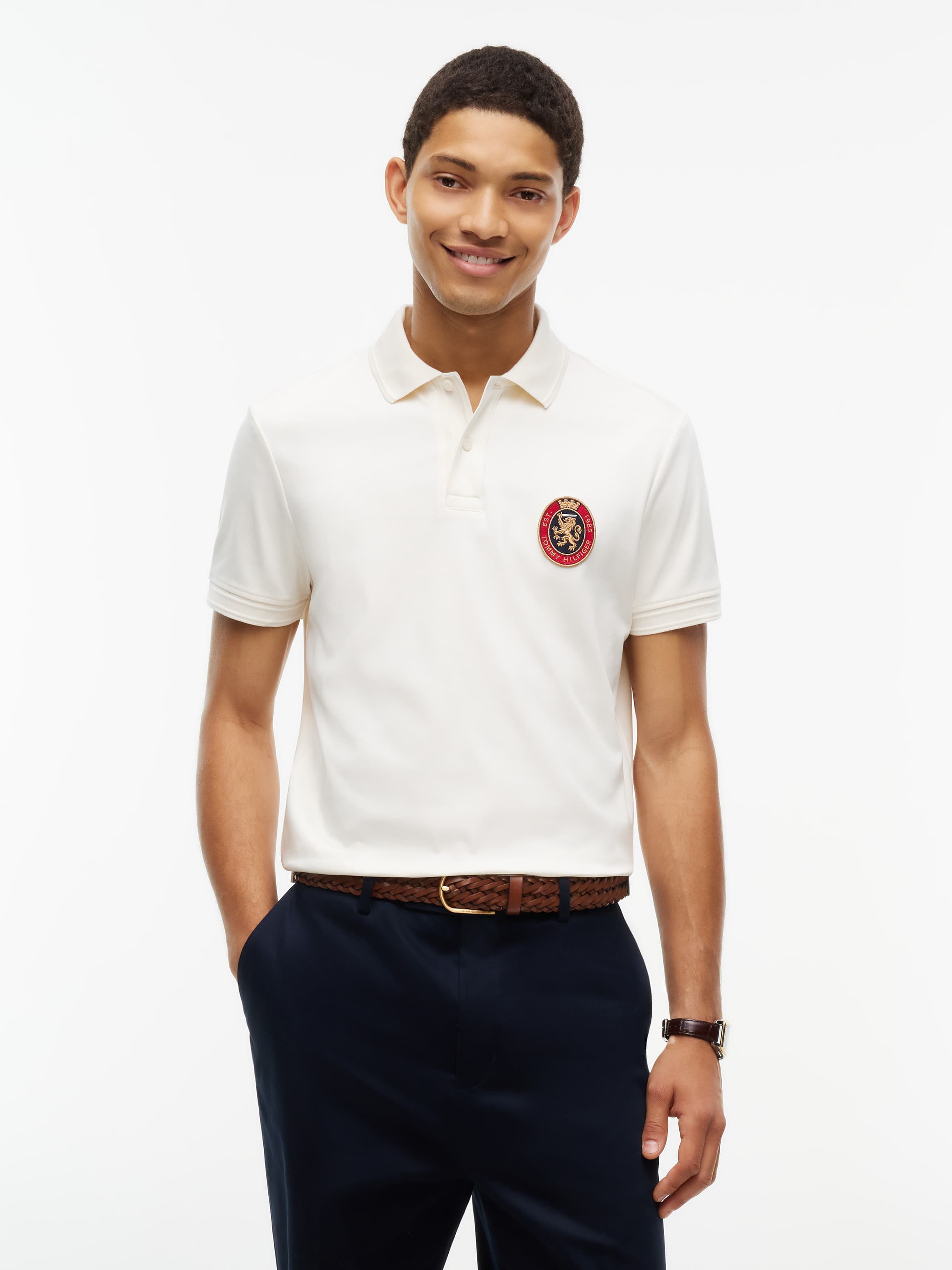 Regular Fit Logo Interlock Knit Polo Shirt