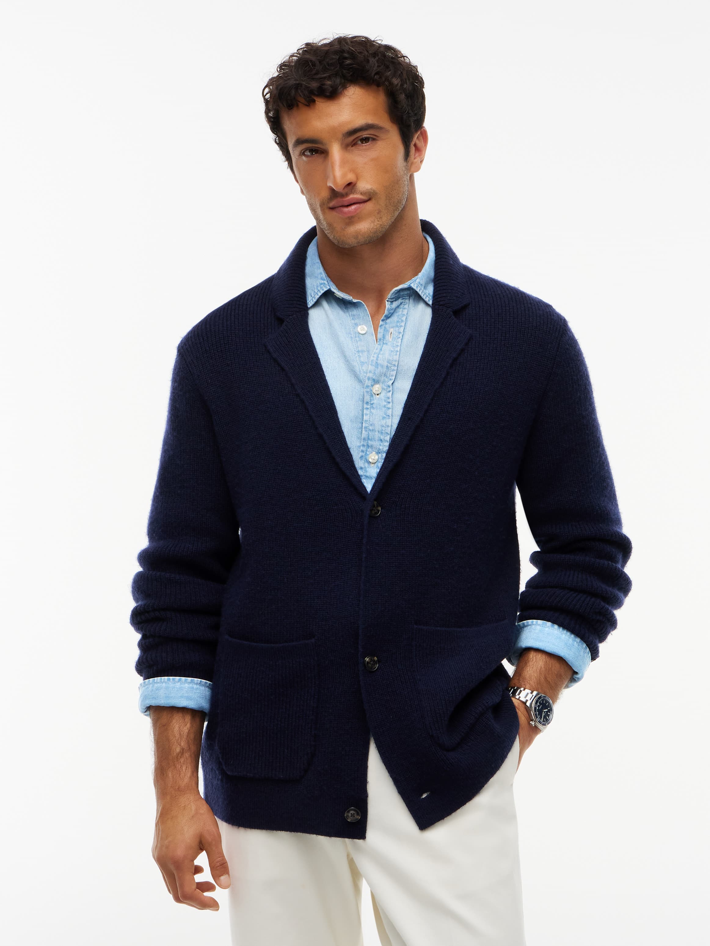 New York Label Wool Blend Cardigan