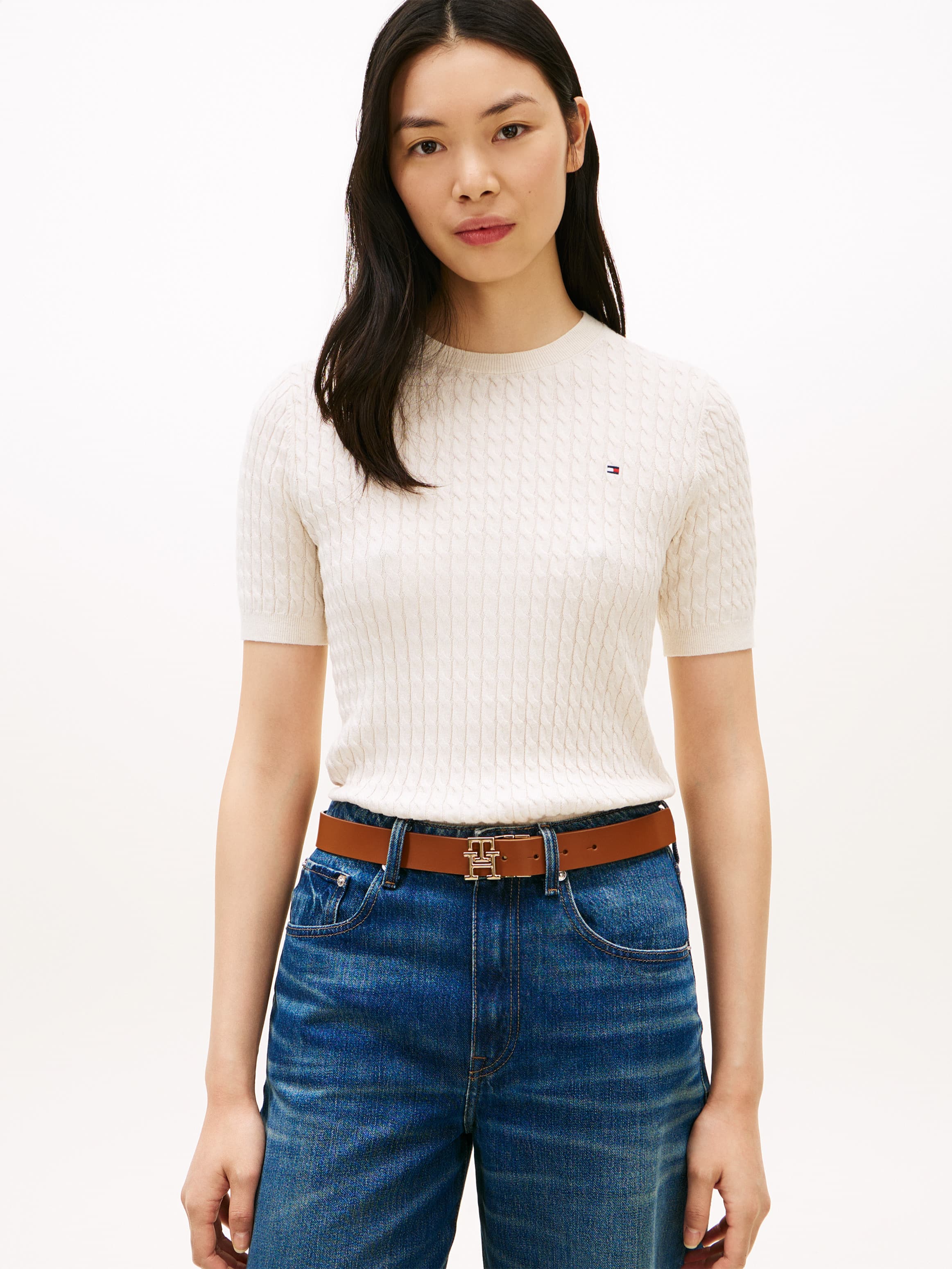 Stripe Slim Fit Short Sleeve Jumper