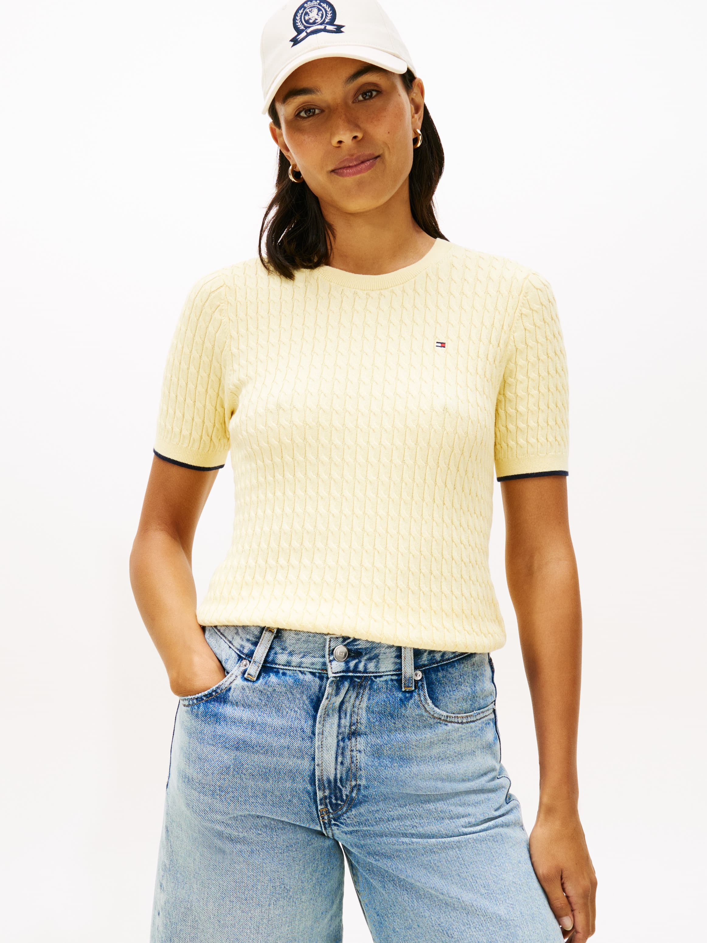 Stripe Slim Fit Short Sleeve Jumper