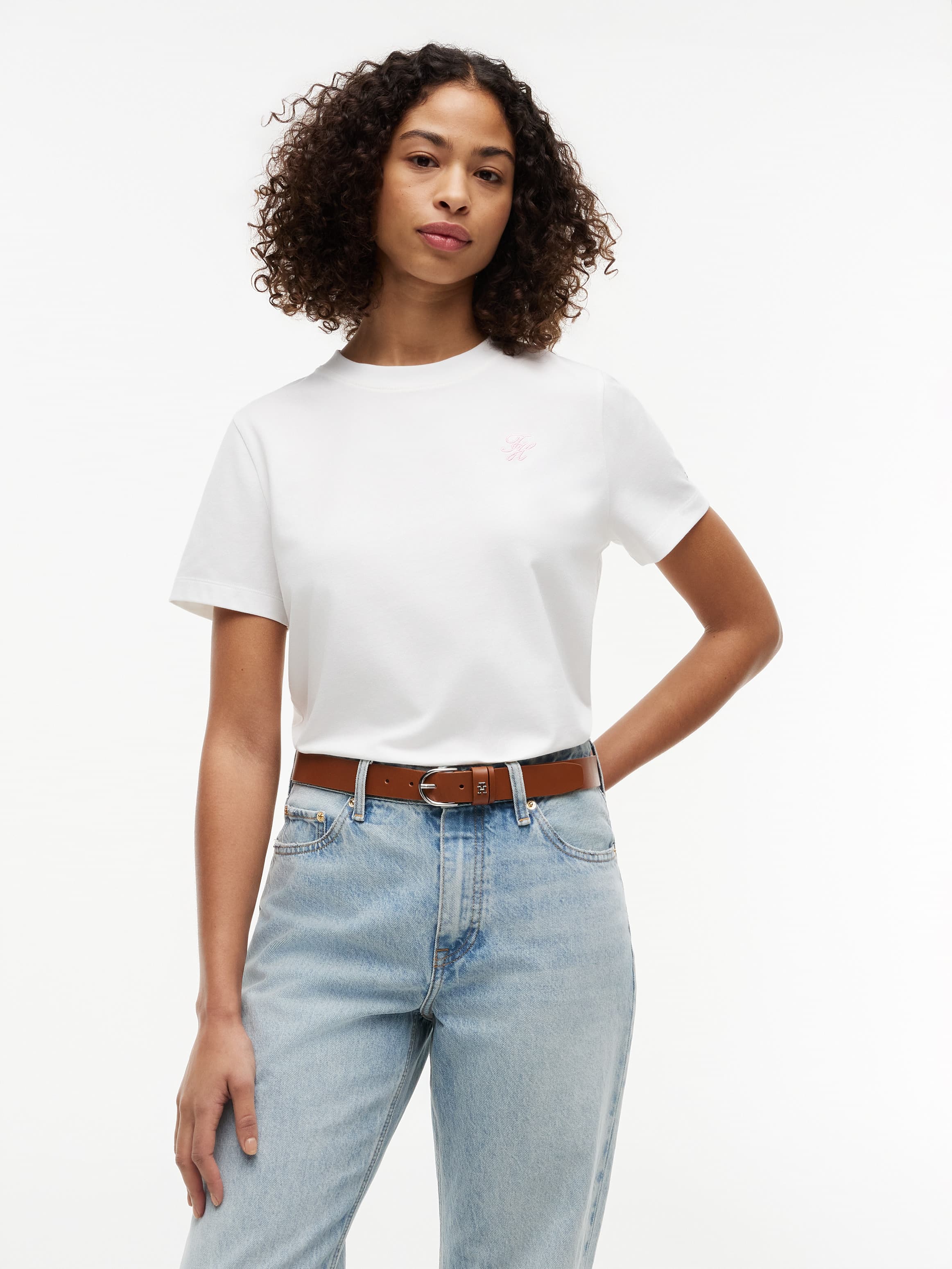 Logo Embroidery Crew Neck T-Shirt